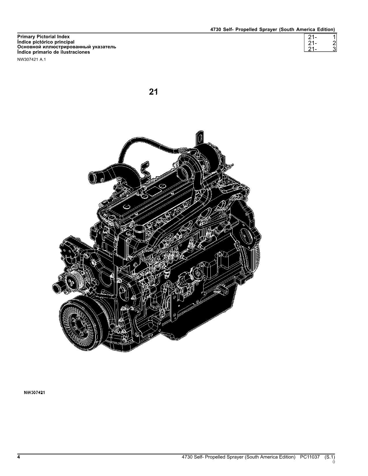 JOHN DEERE 4730 SPRAYER PARTS CATALOG MANUAL PC11037