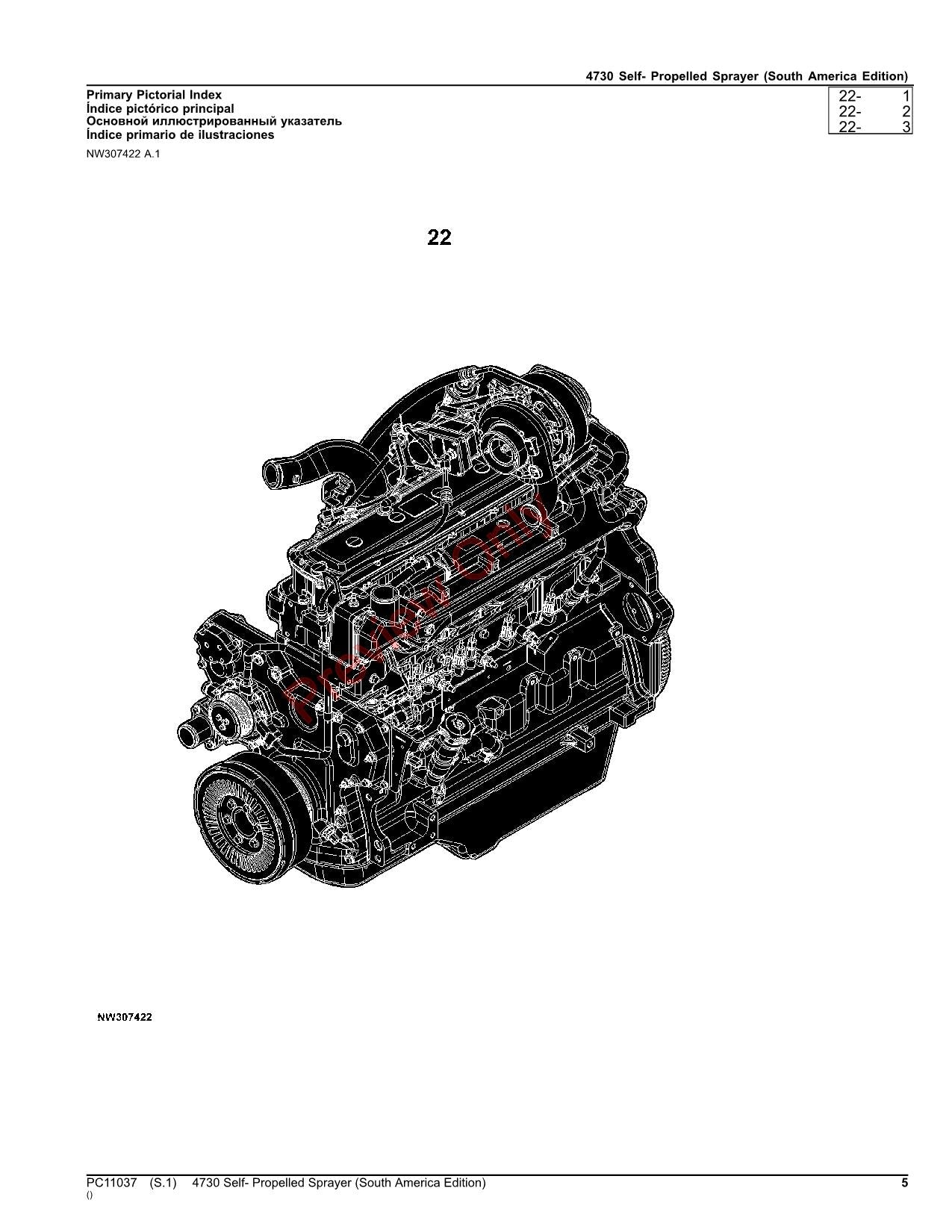 JOHN DEERE 4730 SPRAYER PARTS CATALOG MANUAL PC11037