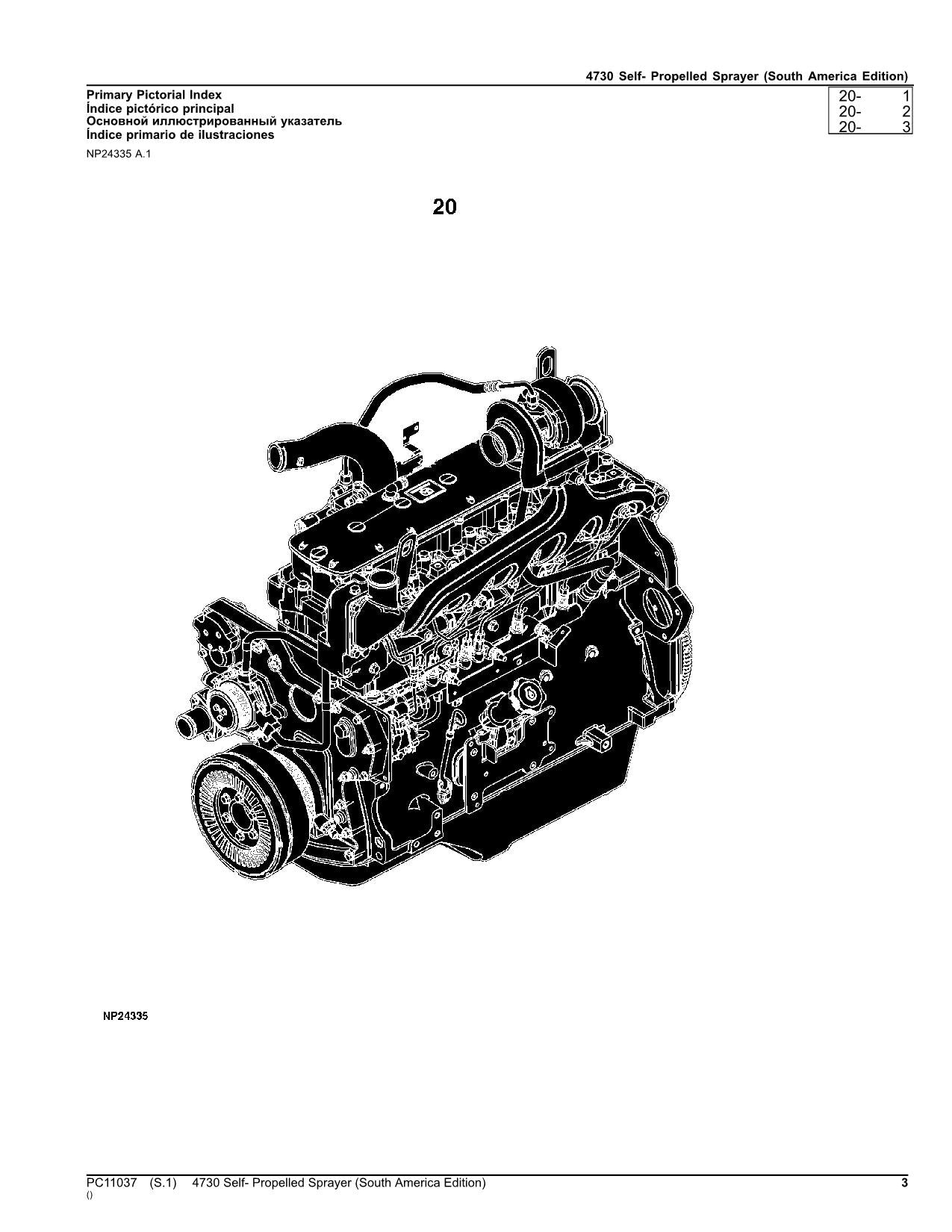 JOHN DEERE 4730 SPRAYER PARTS CATALOG MANUAL PC11037