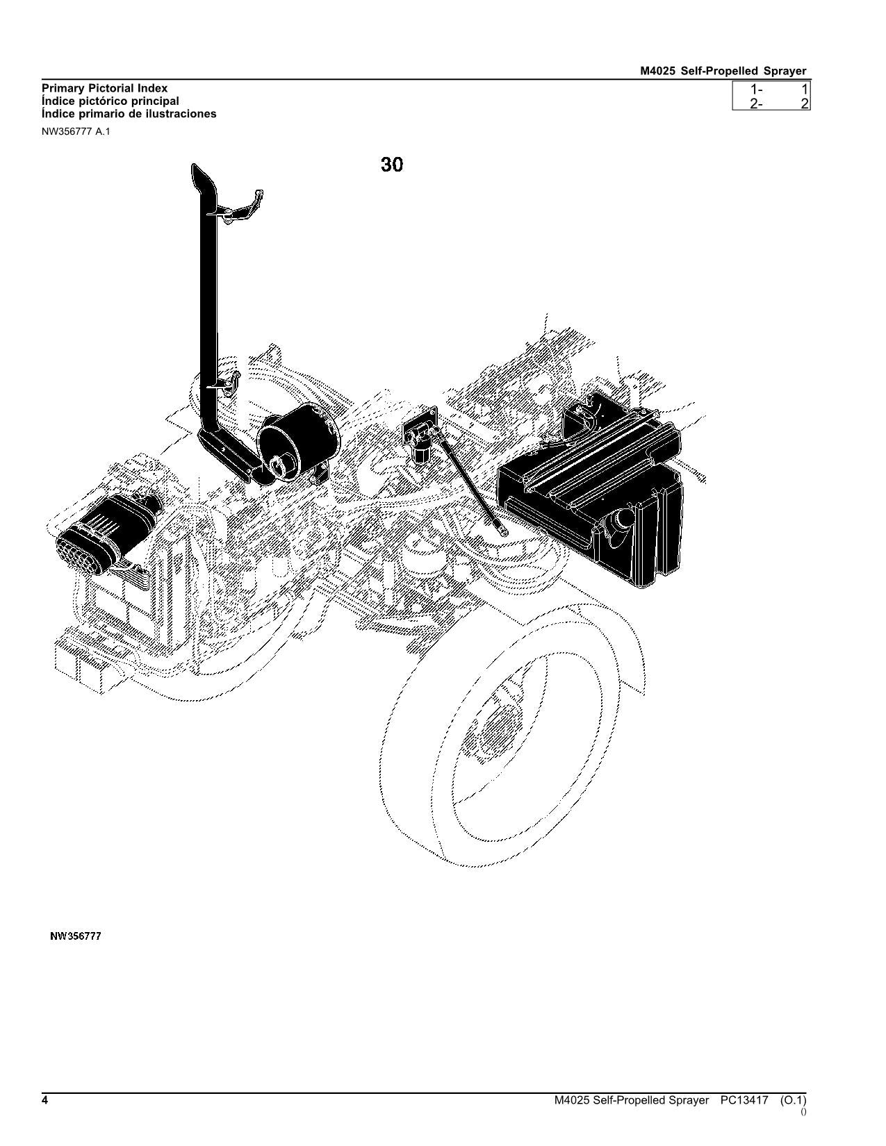 JOHN DEERE M4025 SPRAYER PARTS CATALOG MANUAL PC13417