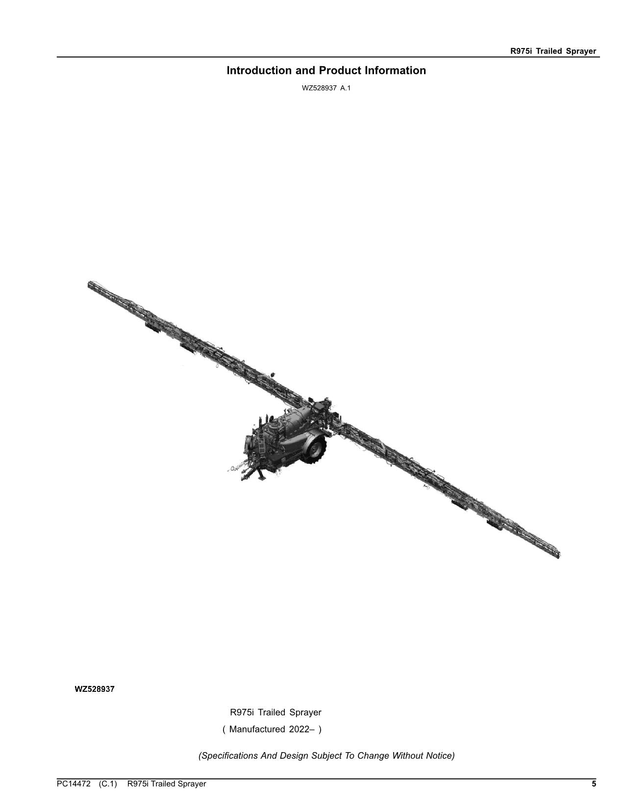 JOHN DEERE R975i SPRÜHGERÄT-TEILEKATALOGHANDBUCH PC14472