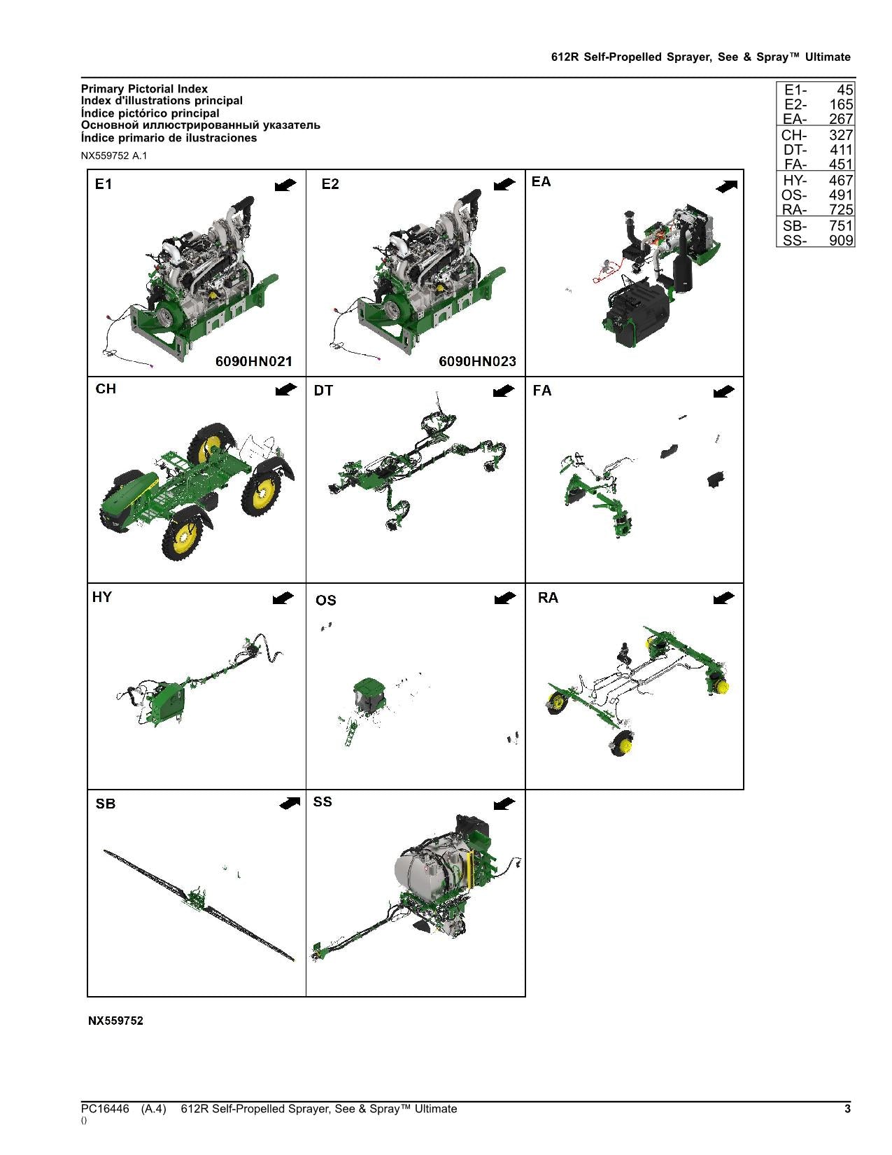 MANUEL DU CATALOGUE DES PIÈCES DU PULVÉRISATEUR JOHN DEERE 612R PC16446