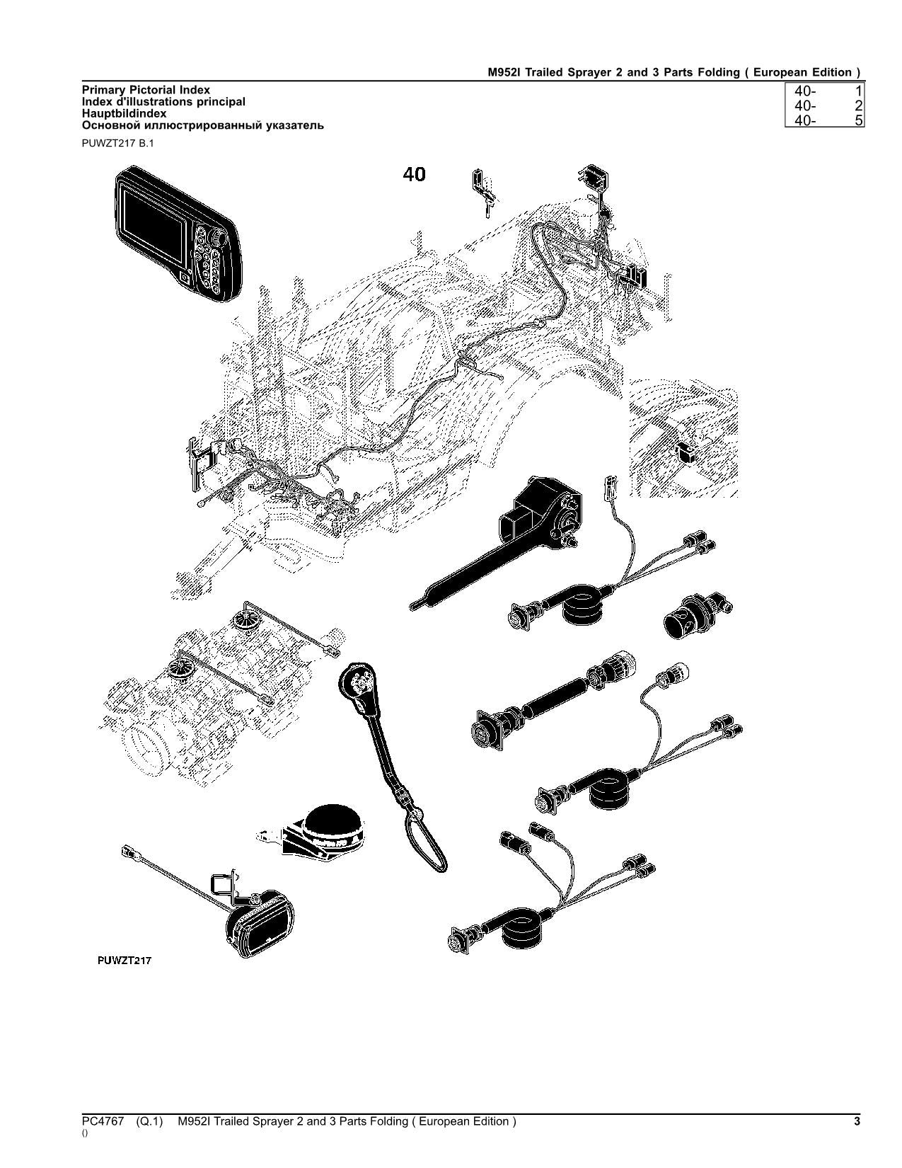 JOHN DEERE M952I SPRAYER PARTS CATALOG MANUAL PC4767