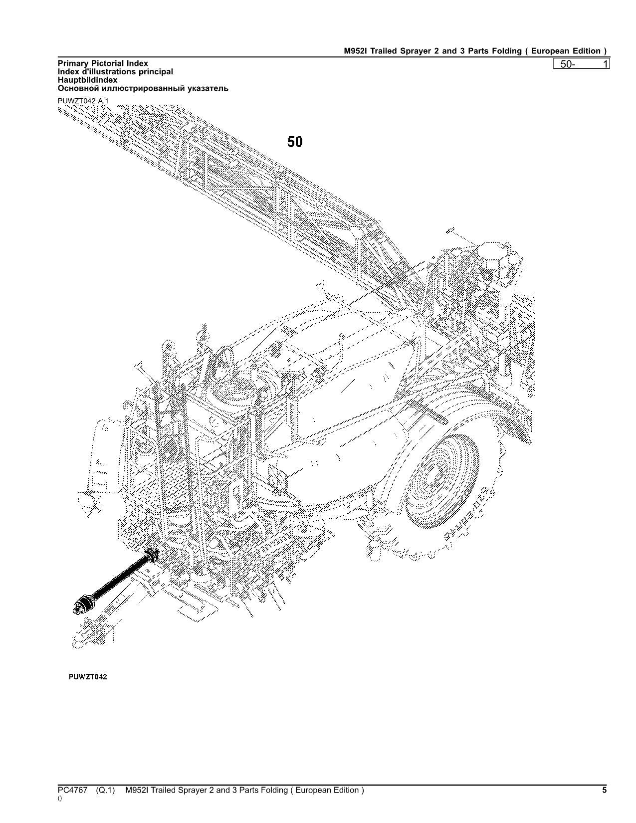 MANUEL DU CATALOGUE DES PIÈCES DU PULVÉRISATEUR JOHN DEERE M952I PC4767