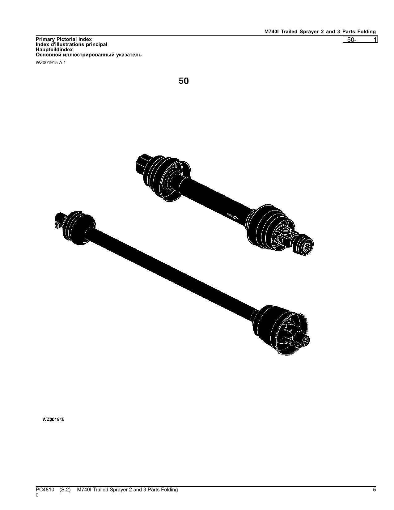 JOHN DEERE M740I SPRAYER PARTS CATALOG MANUAL PC4810