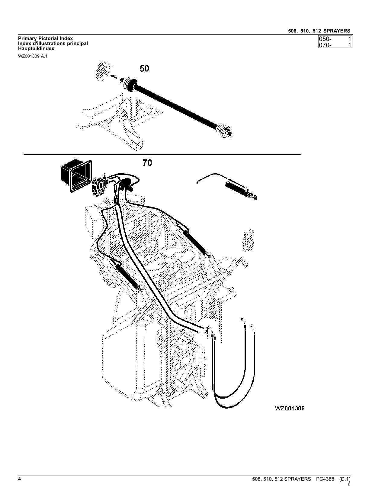 JOHN DEERE 508  510  512 SPRAYER PARTS CATALOG MANUAL PC4388