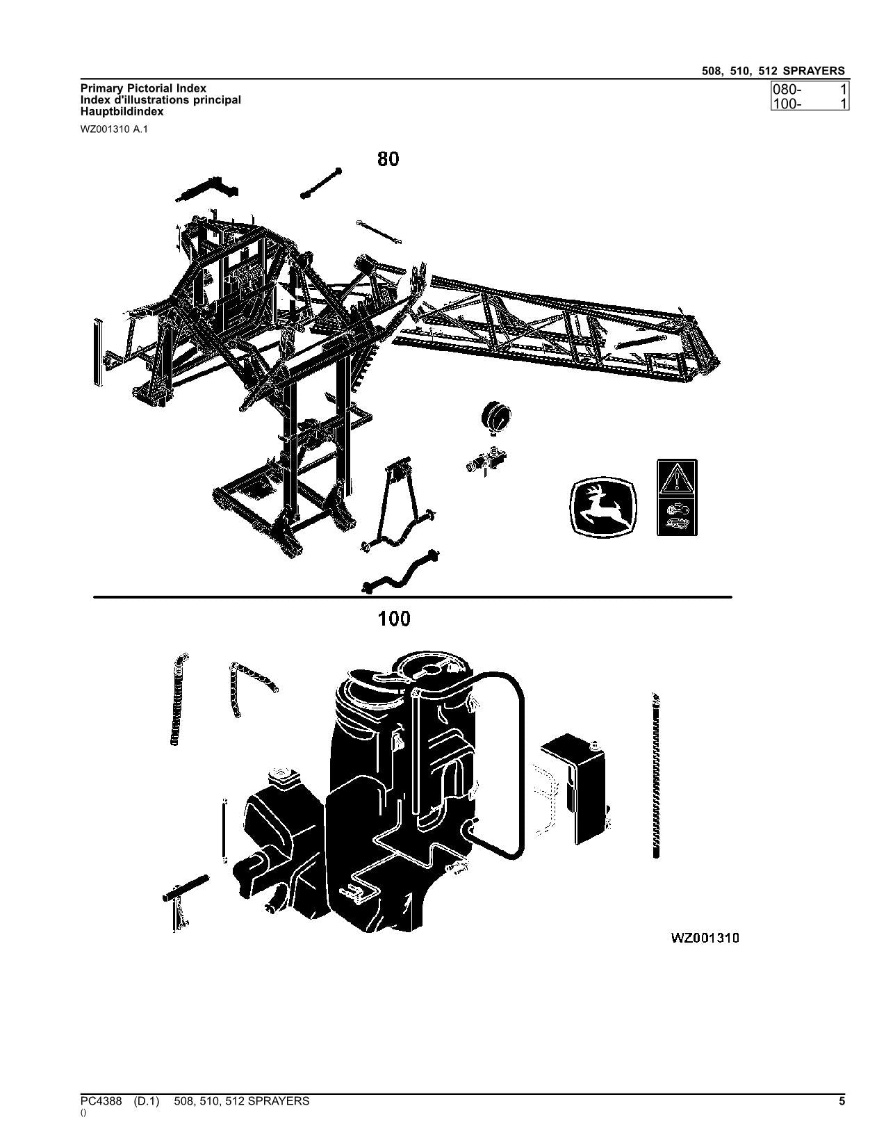 JOHN DEERE 508  510  512 SPRAYER PARTS CATALOG MANUAL PC4388