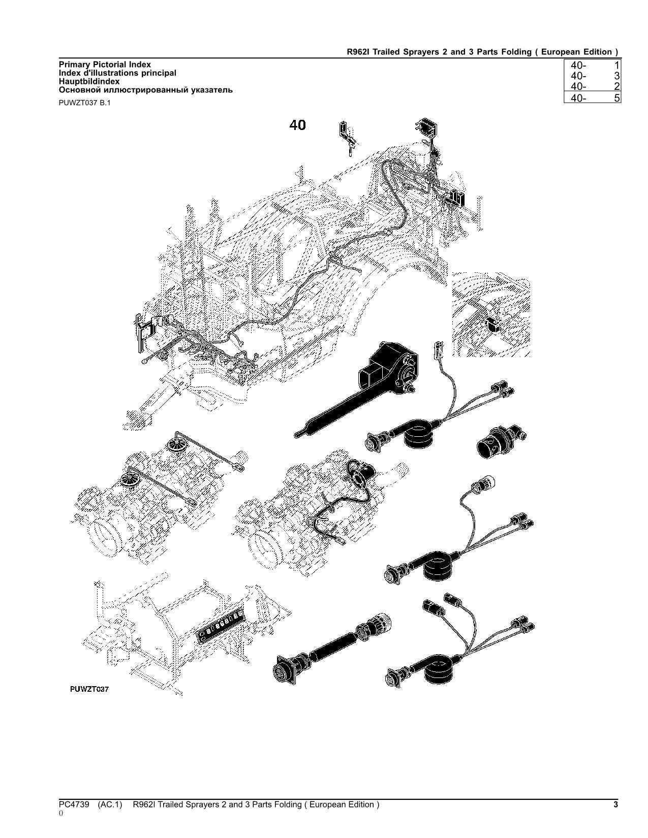 JOHN DEERE R962I SPRAYER PARTS CATALOG MANUAL PC4739