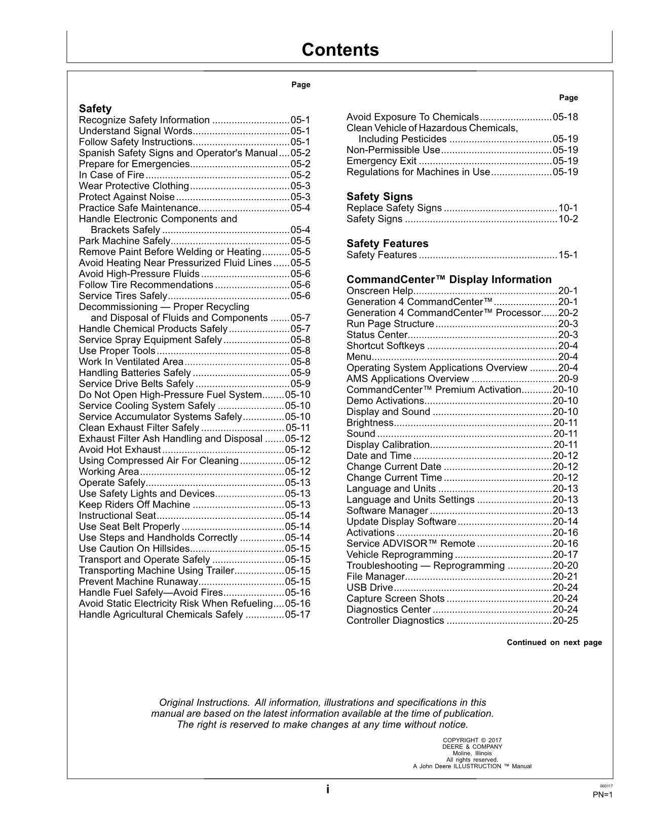 JOHN DEERE R4023 SPRAYER OPERATORS MANUAL serial 180001