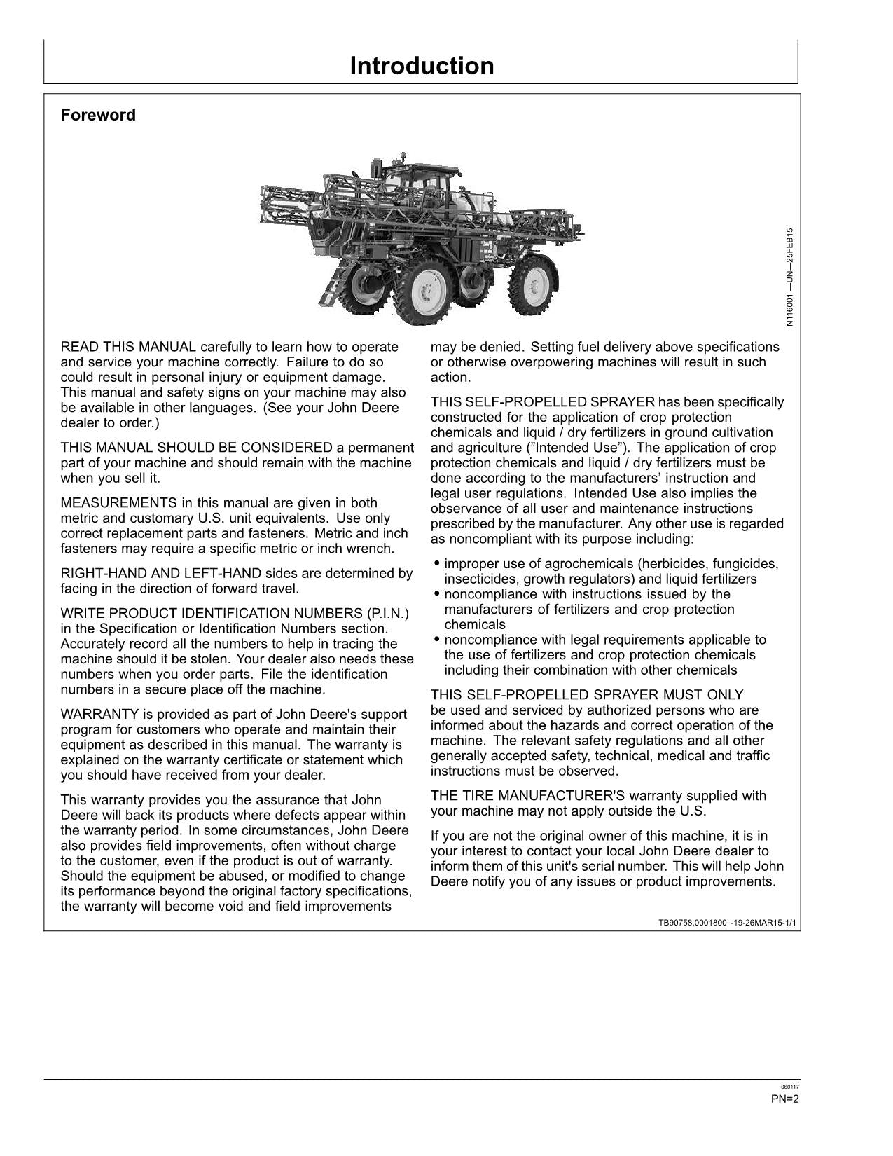 JOHN DEERE R4023 SPRAYER OPERATORS MANUAL #8