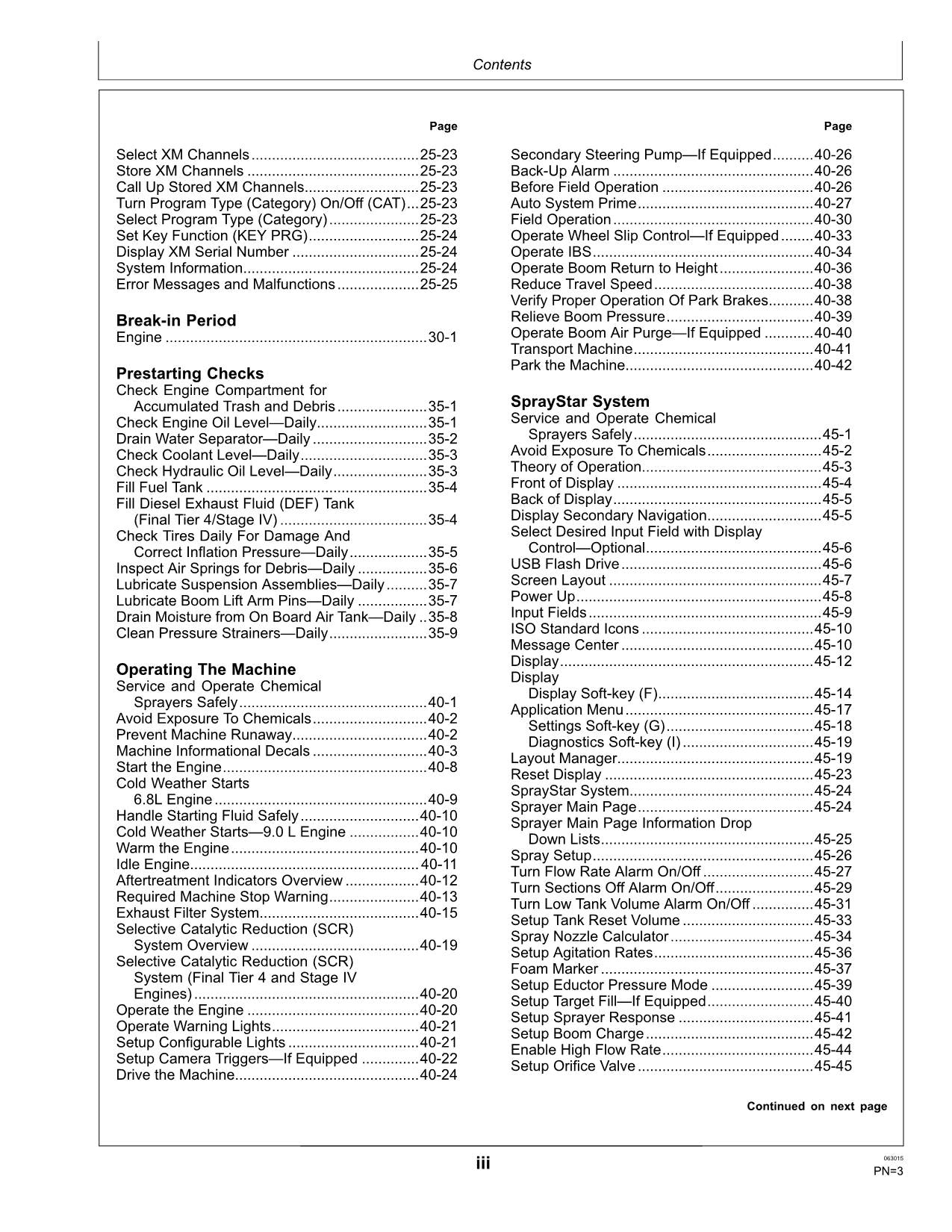 JOHN DEERE R4030 R4038 R4045 SPRAYER OPERATORS MANUAL ser 011101-