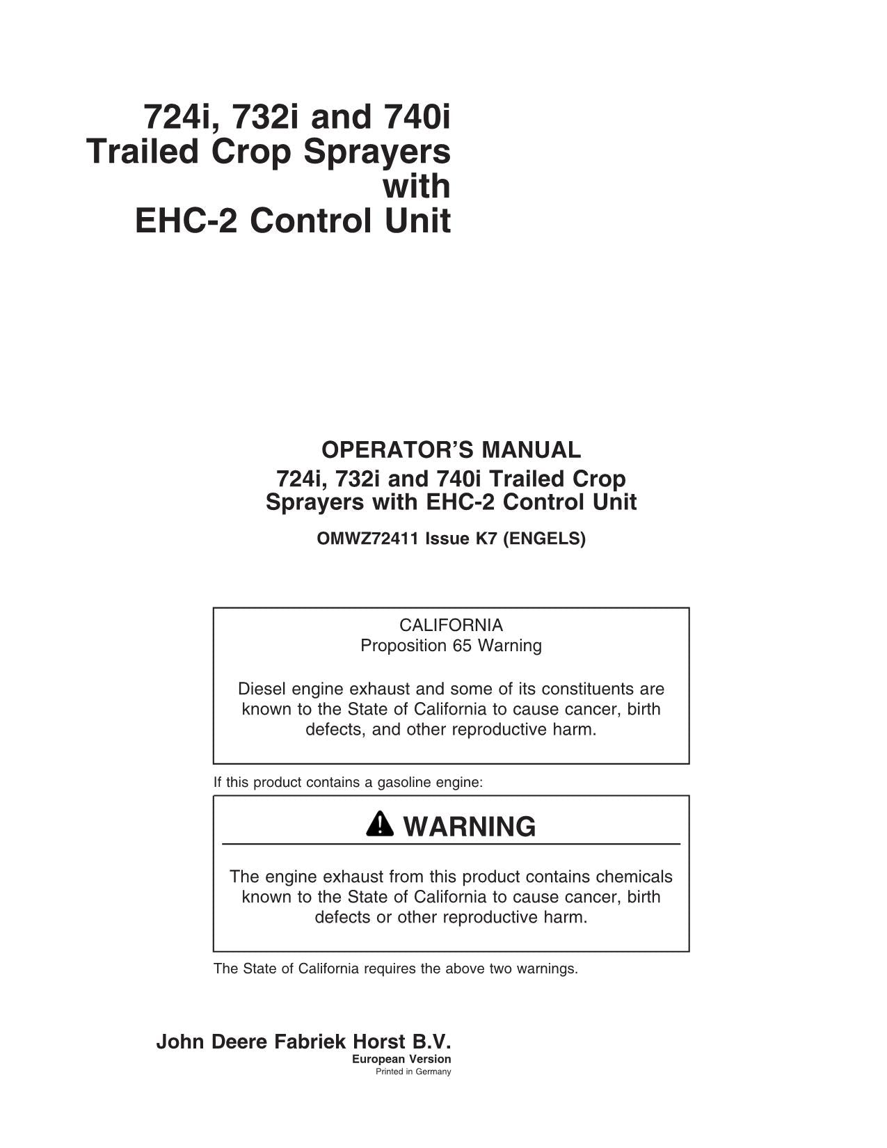 JOHN DEERE 724i 732i 740i SPRAYER OPERATORS MANUAL