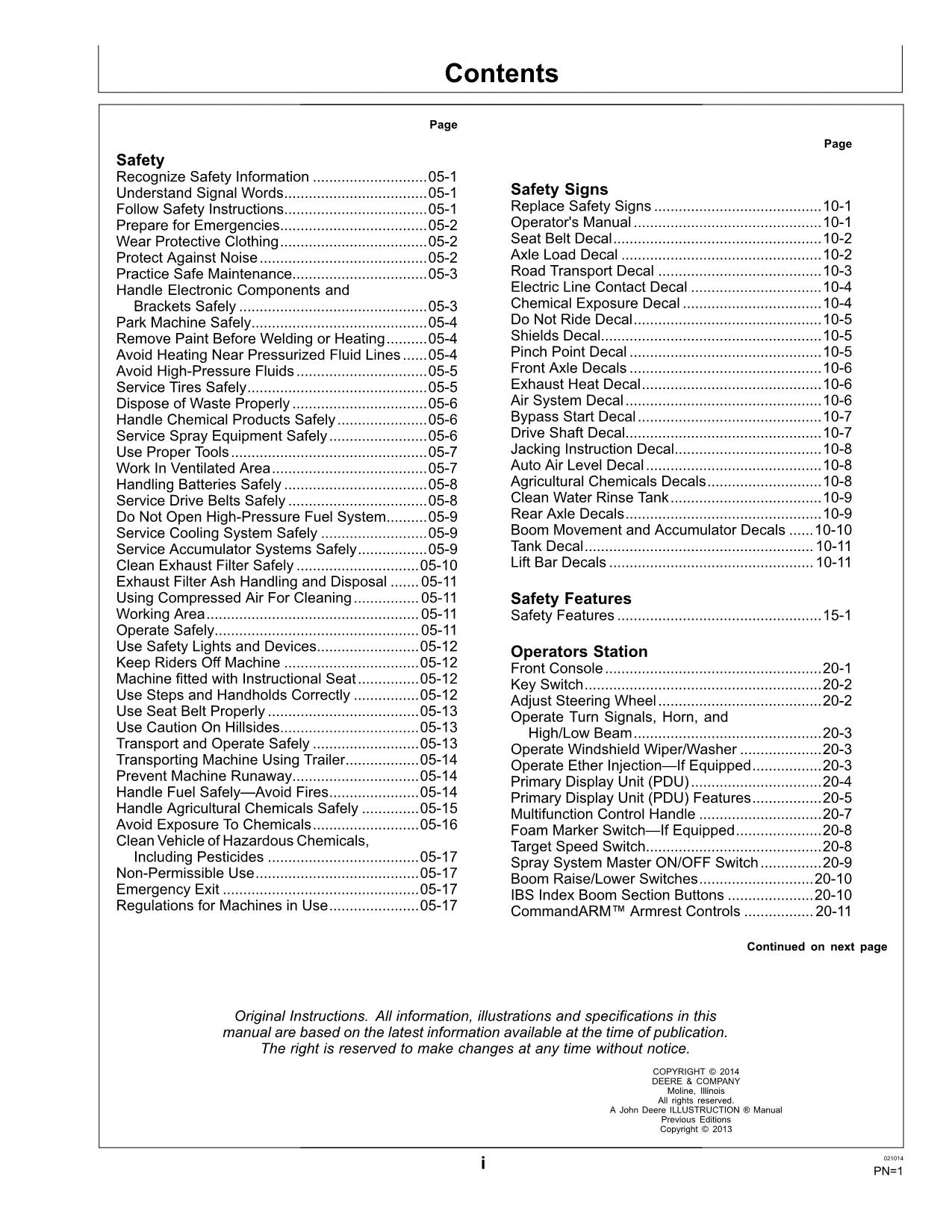 JOHN DEERE R4038 R4030 SPRAYER OPERATORS MANUAL