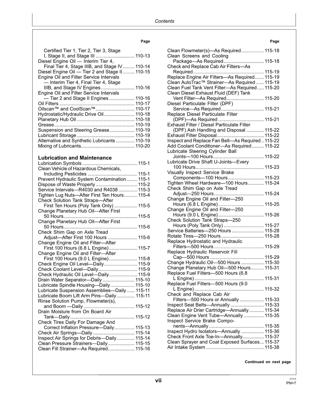 JOHN DEERE R4038 R4030 SPRAYER OPERATORS MANUAL