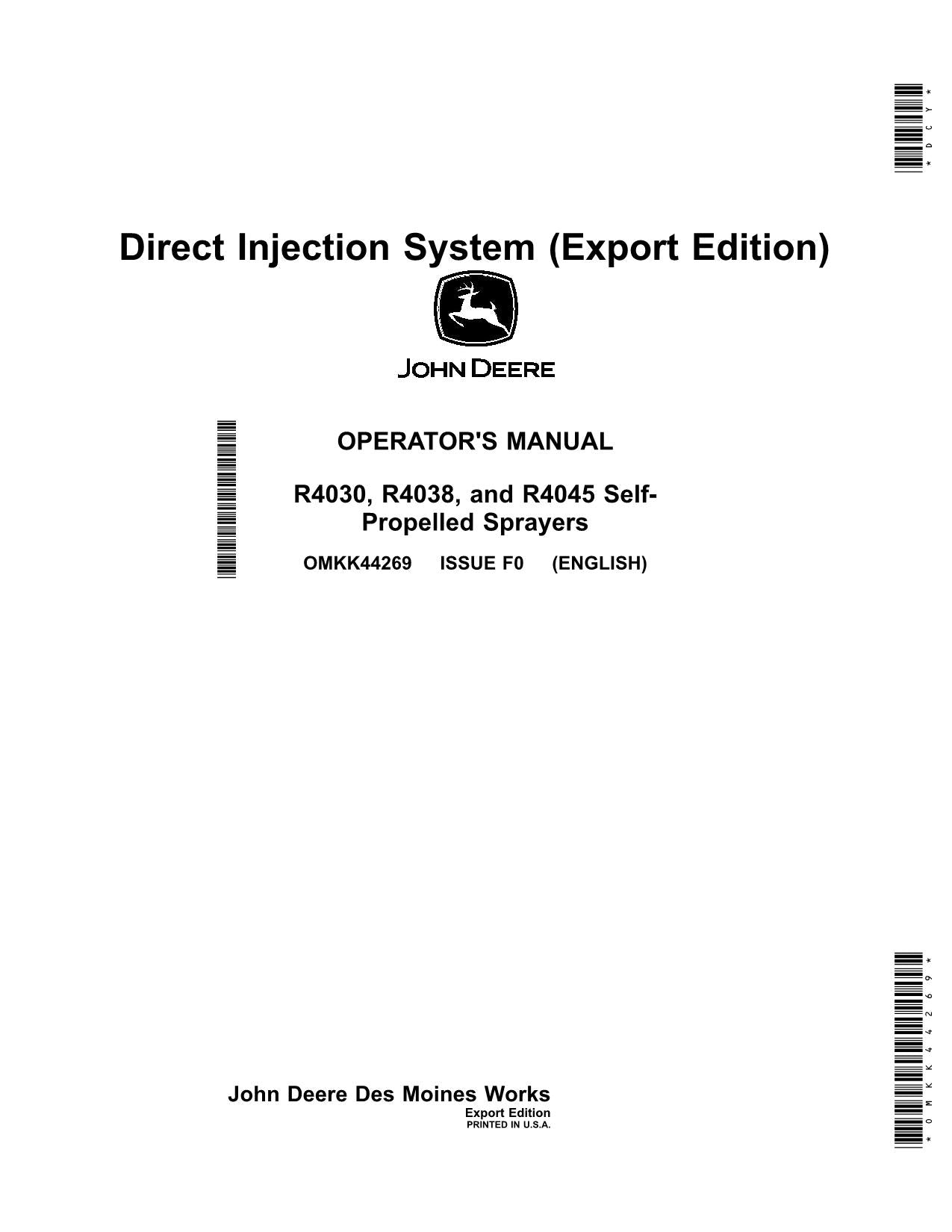 JOHN DEERE R4030  R4045  R4038 SPRAYER OPERATORS MANUAL #2