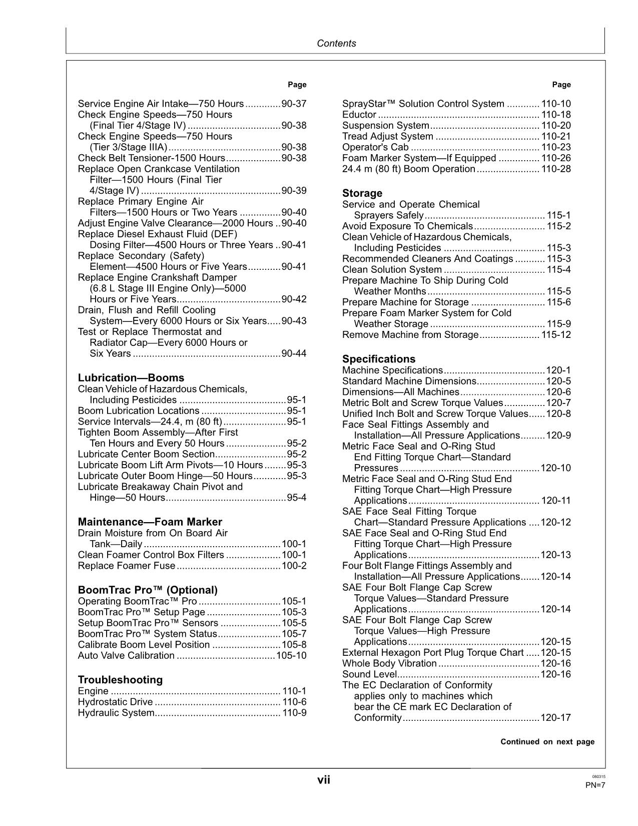 JOHN DEERE R4023 SPRAYER OPERATORS MANUAL serial 000301-170000