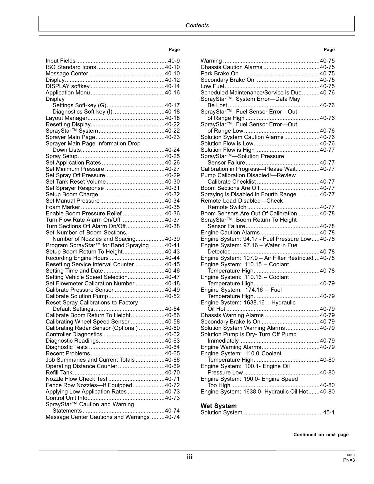 JOHN DEERE R4023 SPRAYER OPERATORS MANUAL serial 000301-170000