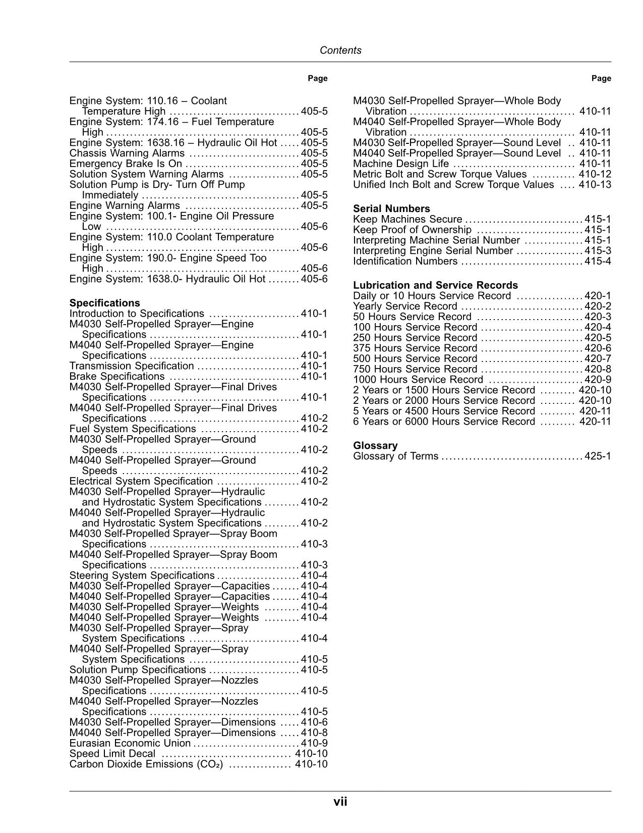 JOHN DEERE M4030  M4040 SPRAYER OPERATORS MANUAL