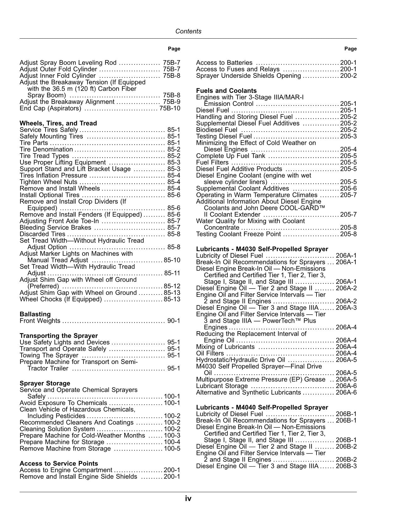 JOHN DEERE M4030  M4040 SPRAYER OPERATORS MANUAL