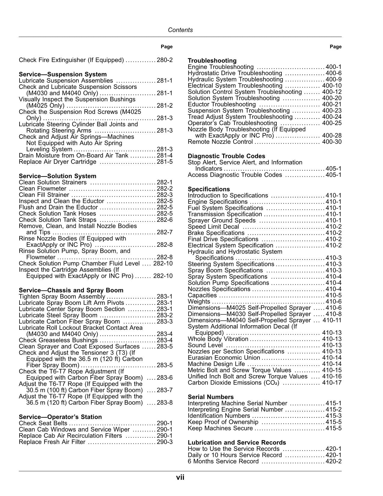 JOHN DEERE M4040  M4030  M4025 SPRAYER OPERATORS MANUAL