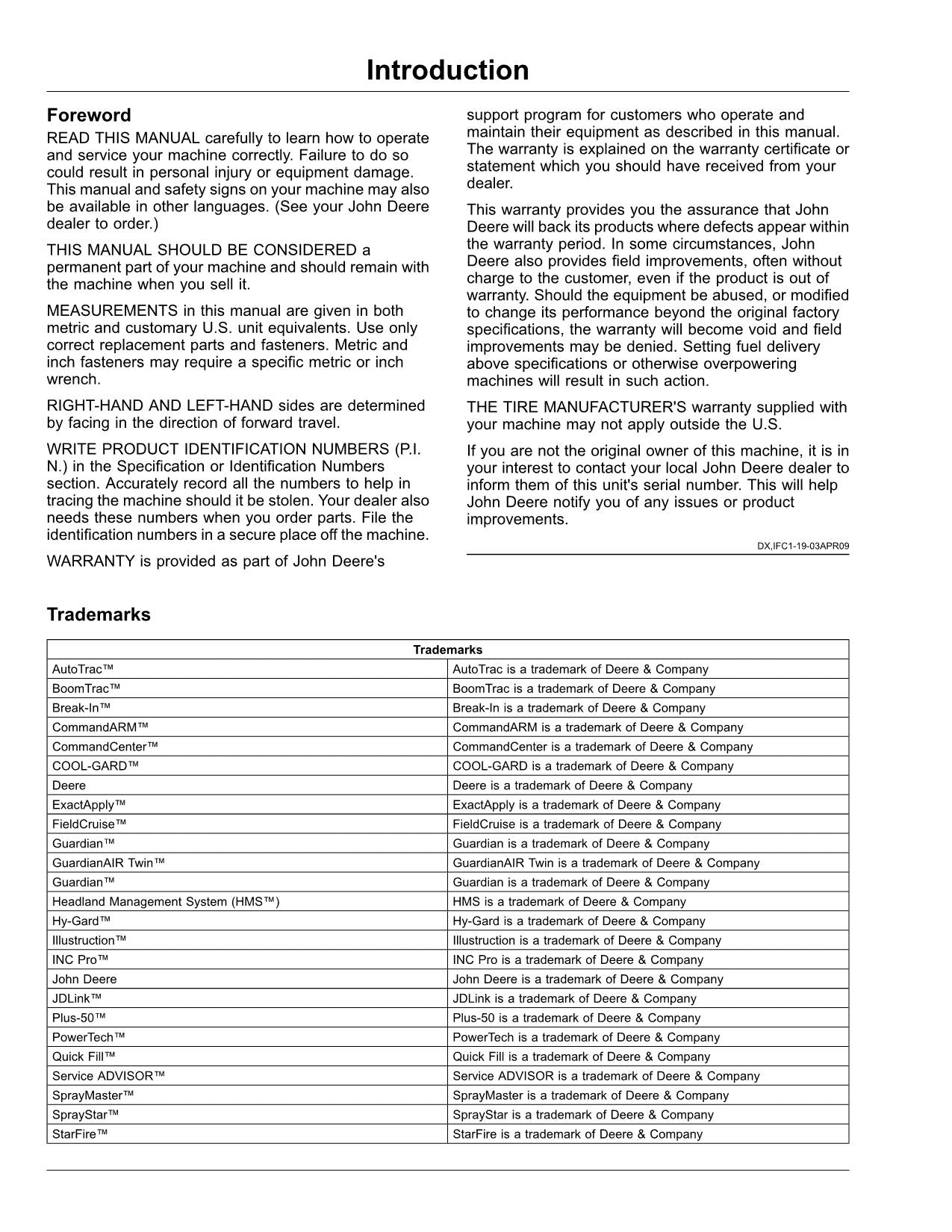 JOHN DEERE M4040  M4030  M4025 SPRAYER OPERATORS MANUAL