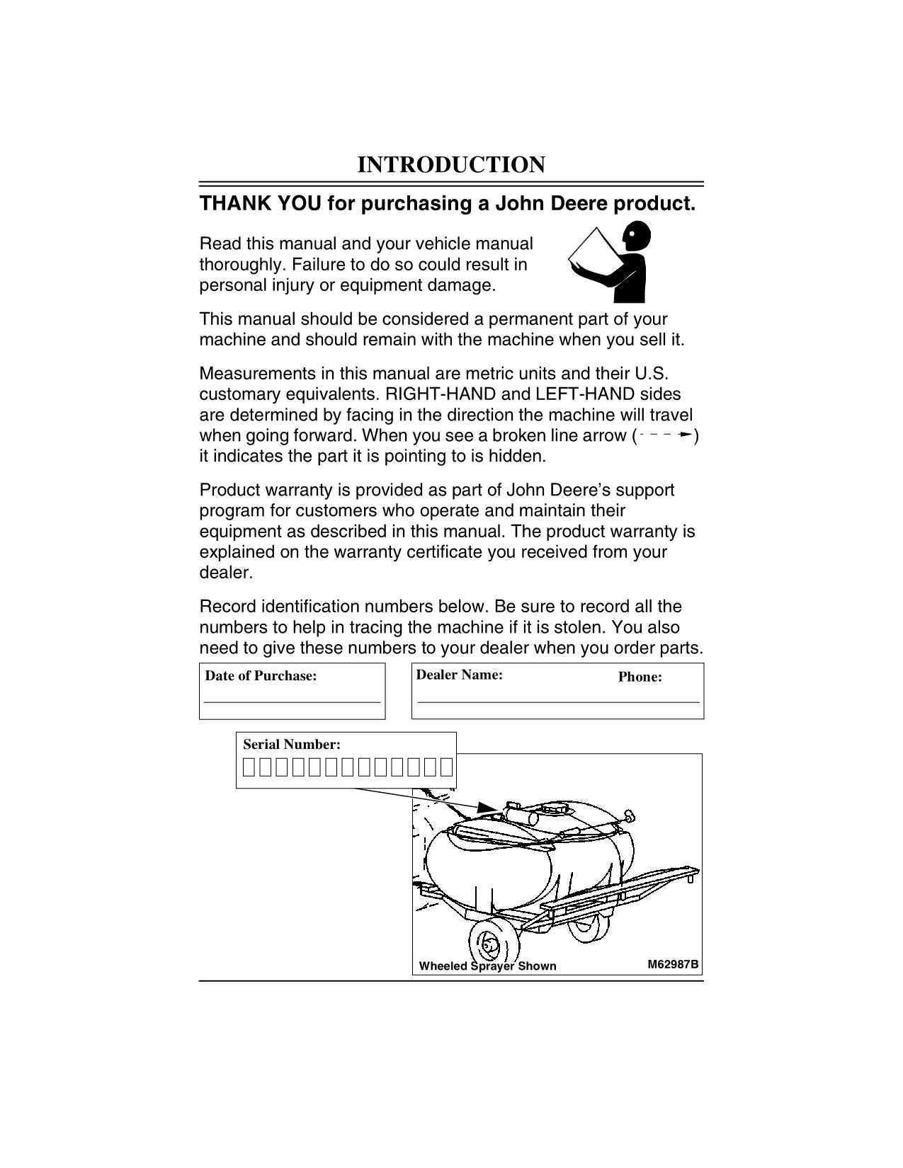 JOHN DEERE 25 15 GALLON SPRAYER OPERATORS MANUAL #1