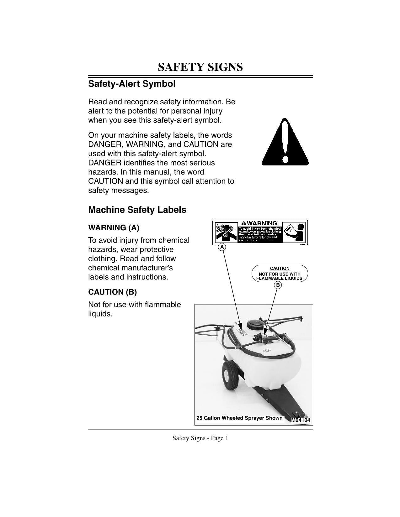 JOHN DEERE 15 25 GALLON SPRAYER OPERATORS MANUAL