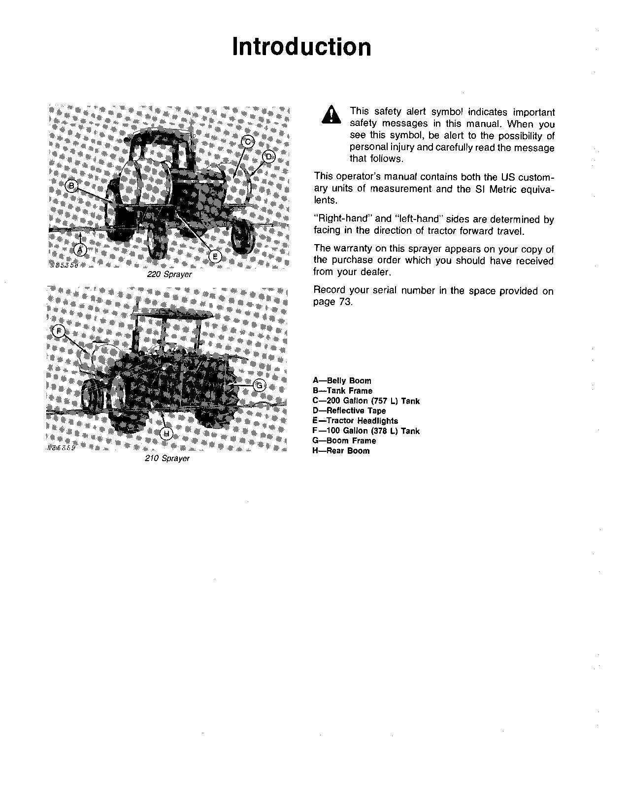 JOHN DEERE 210 220 3010 4010 2640 2940 2040 3020 2520 SPRAYER OPERATORS MANUAL