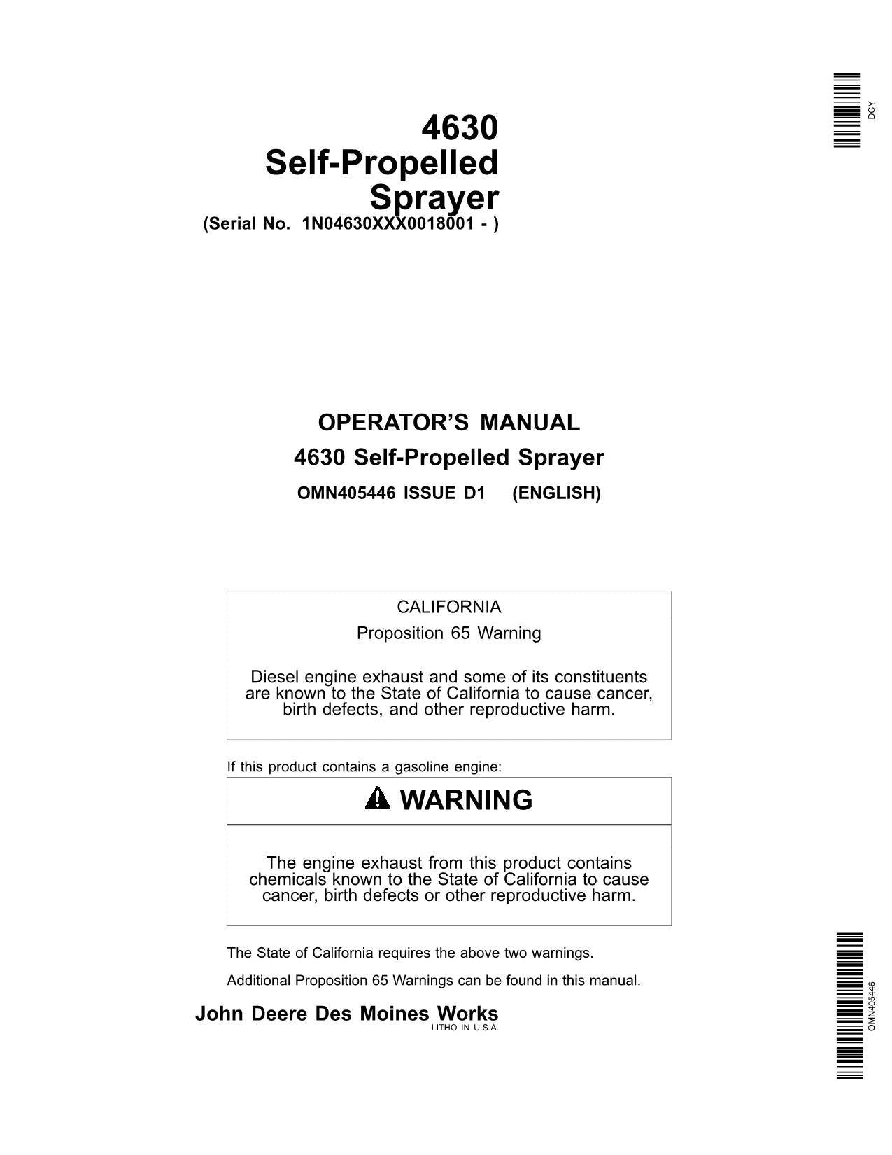 JOHN DEERE 4630 SPRAYER OPERATORS MANUAL #8