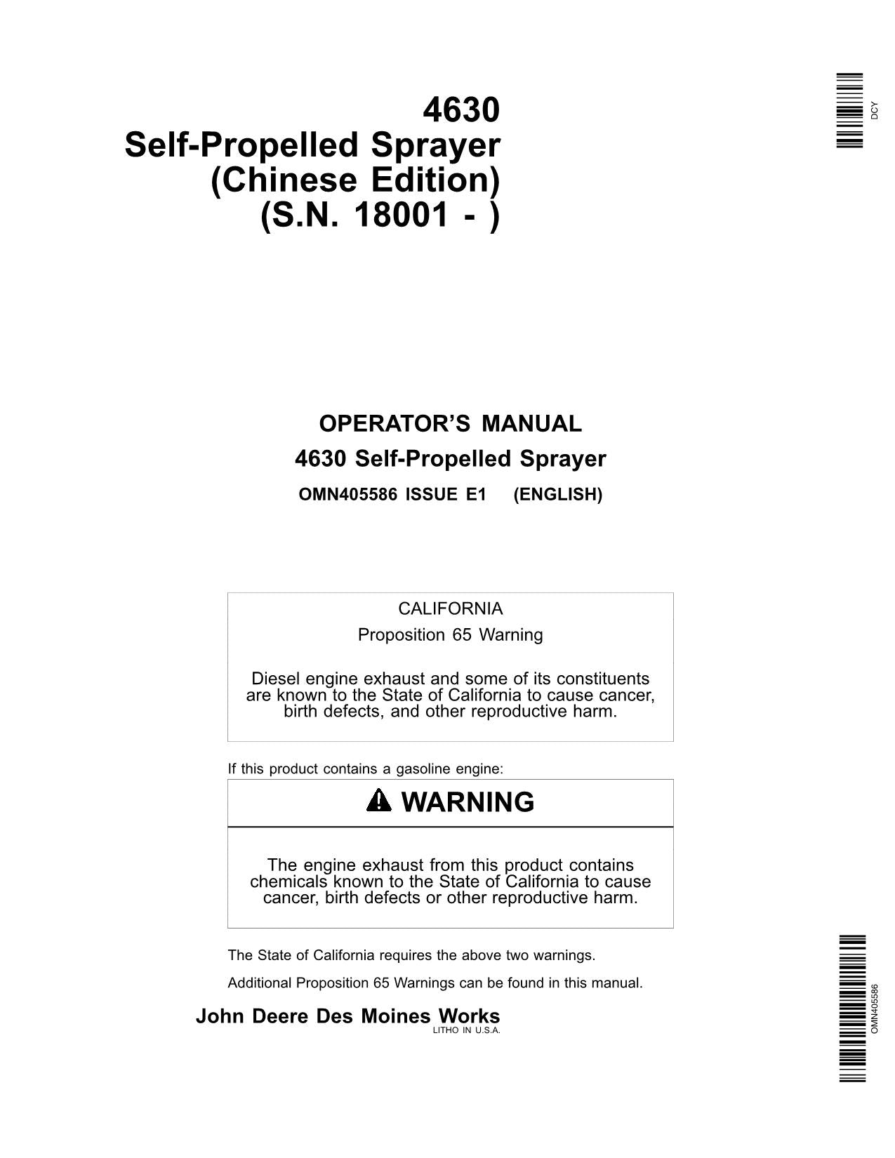 JOHN DEERE 4630 SPRAYER OPERATORS MANUAL #9