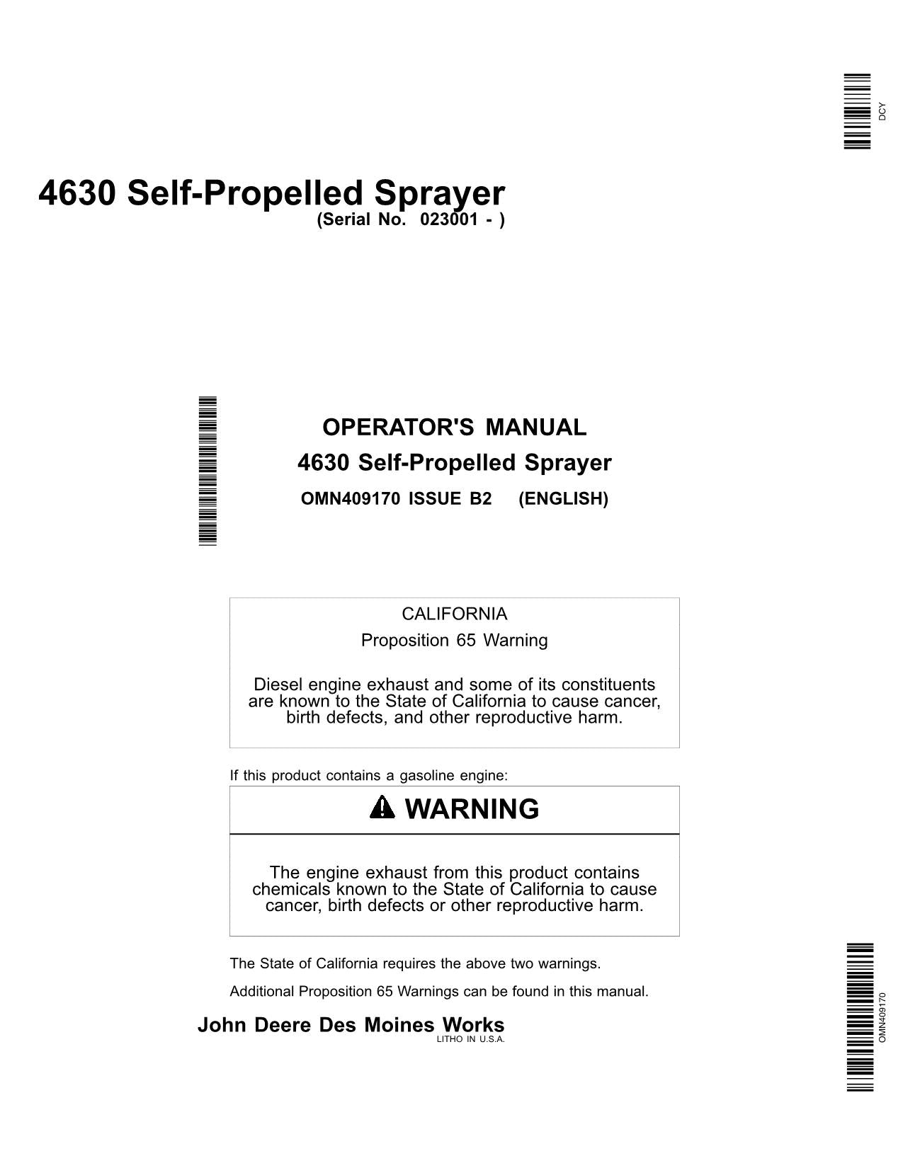 JOHN DEERE 4630 SPRAYER OPERATORS MANUAL #10