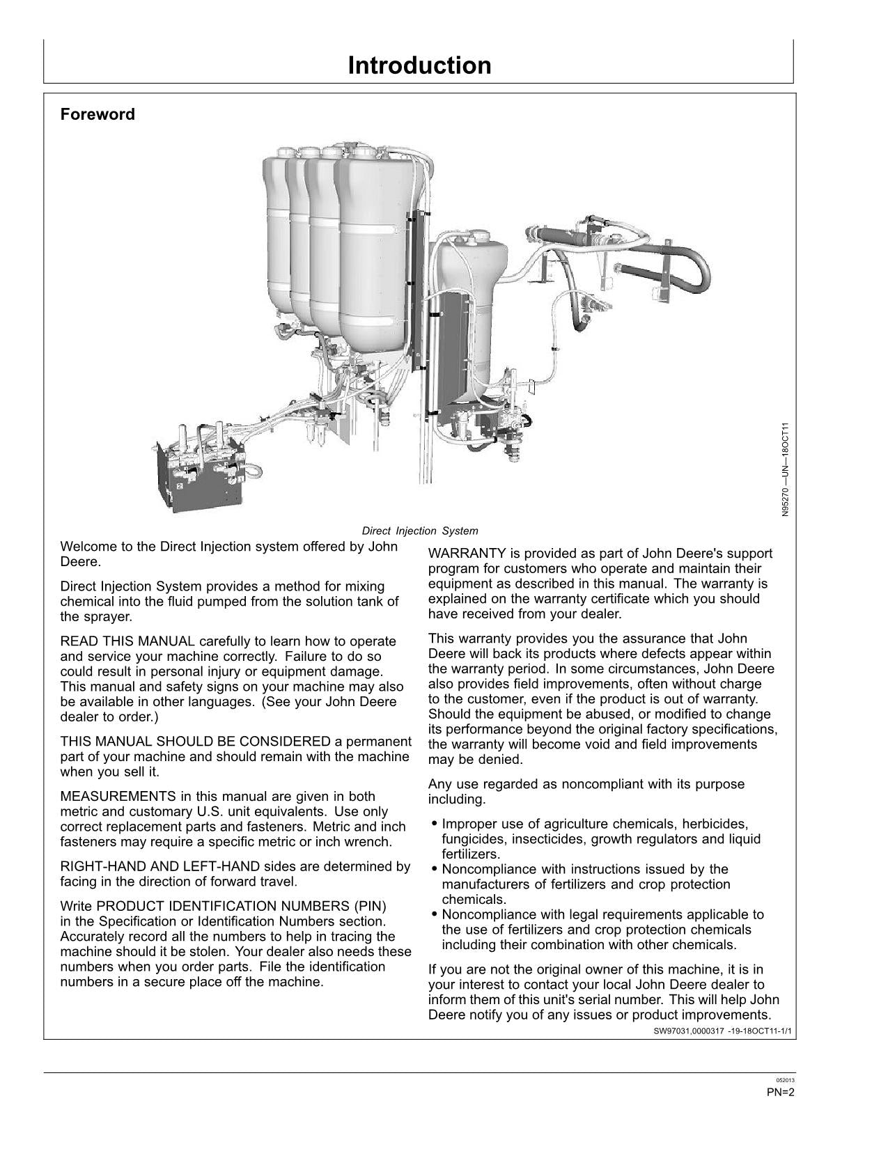 JOHN DEERE 4940 SPRAYER OPERATORS MANUAL MY2012-