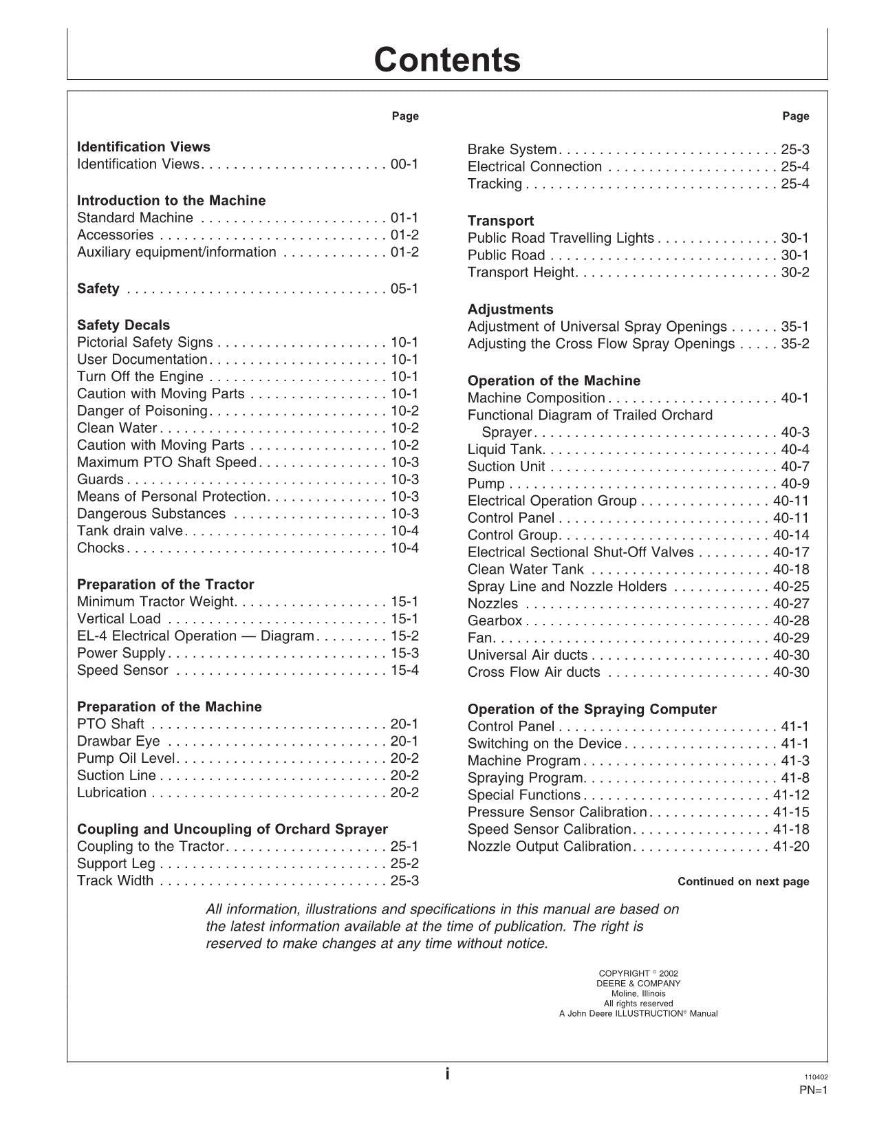 JOHN DEERE 310  315 SPRAYER OPERATORS MANUAL