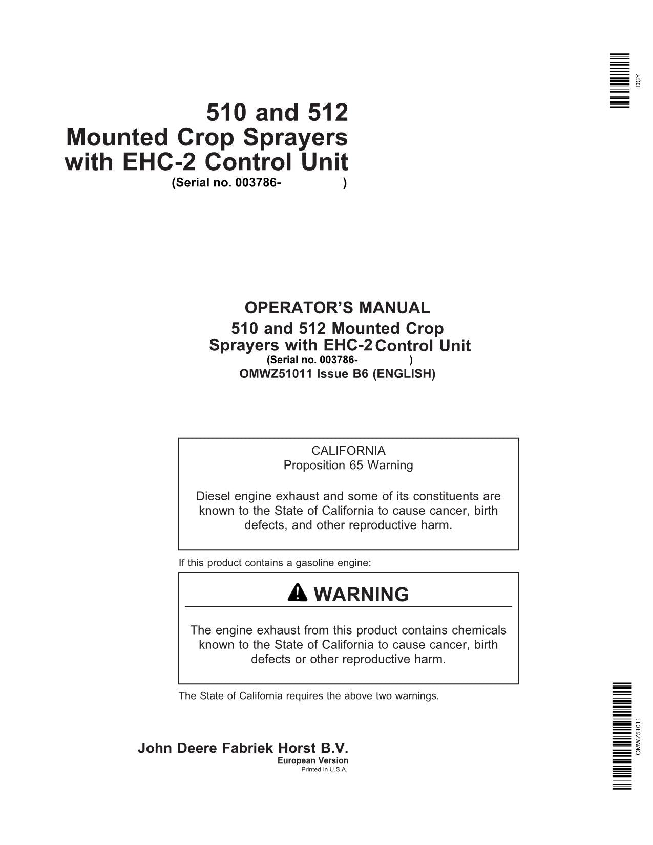 JOHN DEERE 508 510  512 SPRAYER OPERATORS MANUAL #2