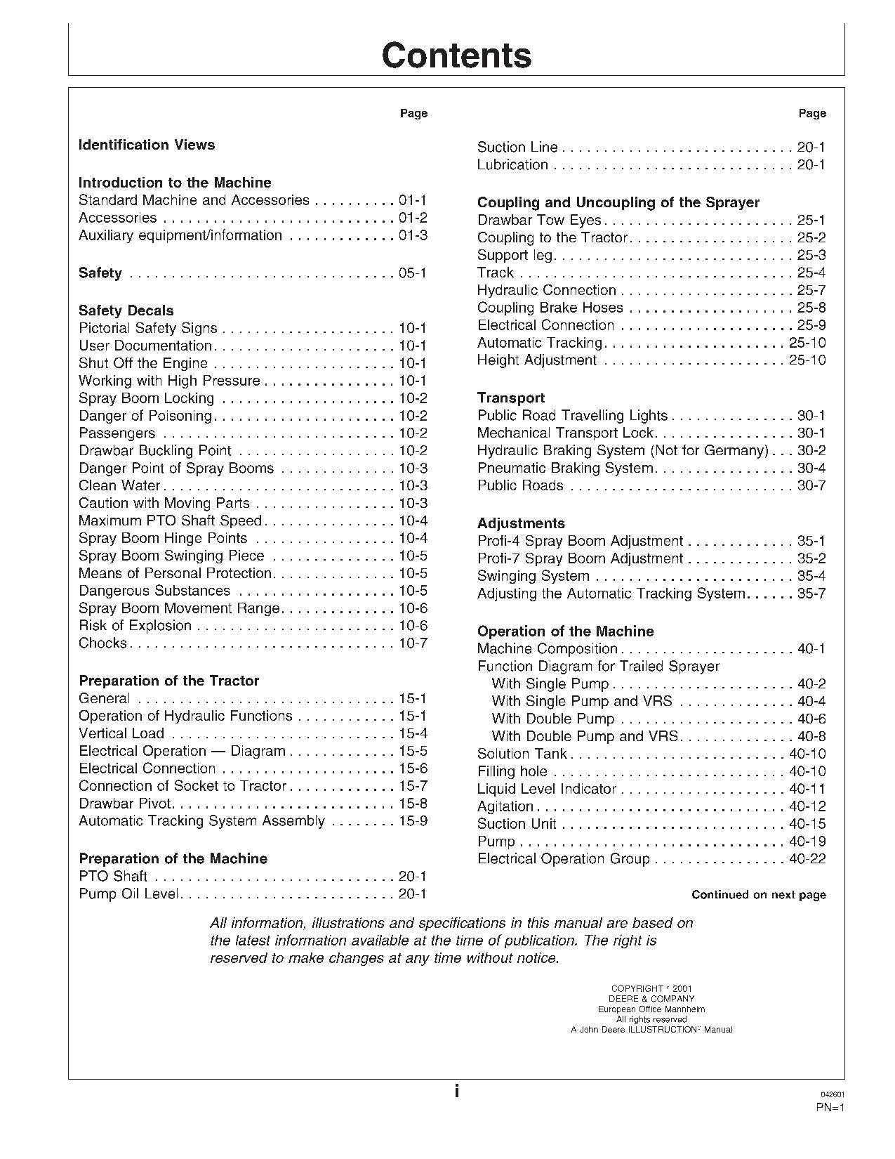 JOHN DEERE 632  638 SPRAYER OPERATORS MANUAL