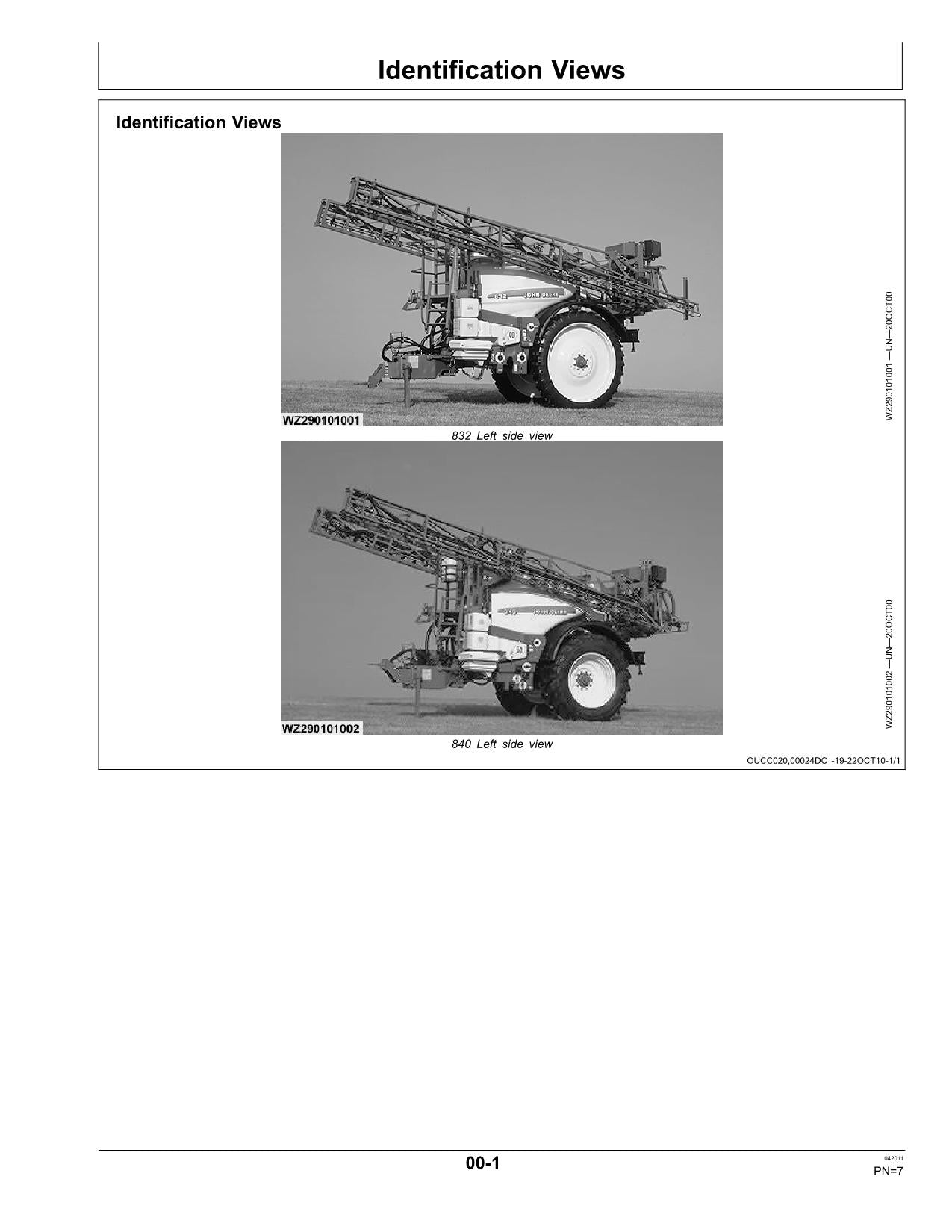 JOHN DEERE 832 840 SPRÜHGERÄT-BEDIENUNGSANLEITUNG