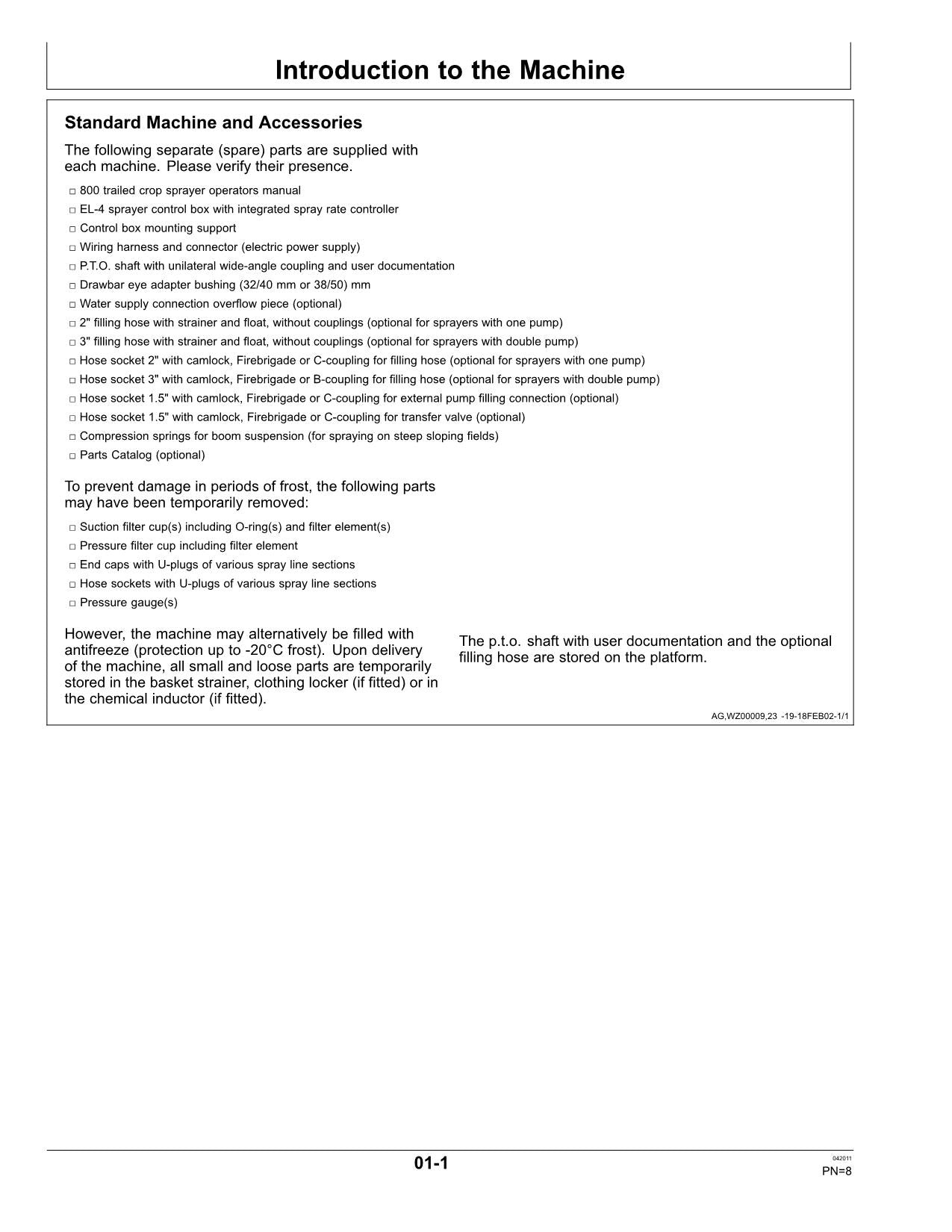 JOHN DEERE 832  840 SPRAYER OPERATORS MANUAL