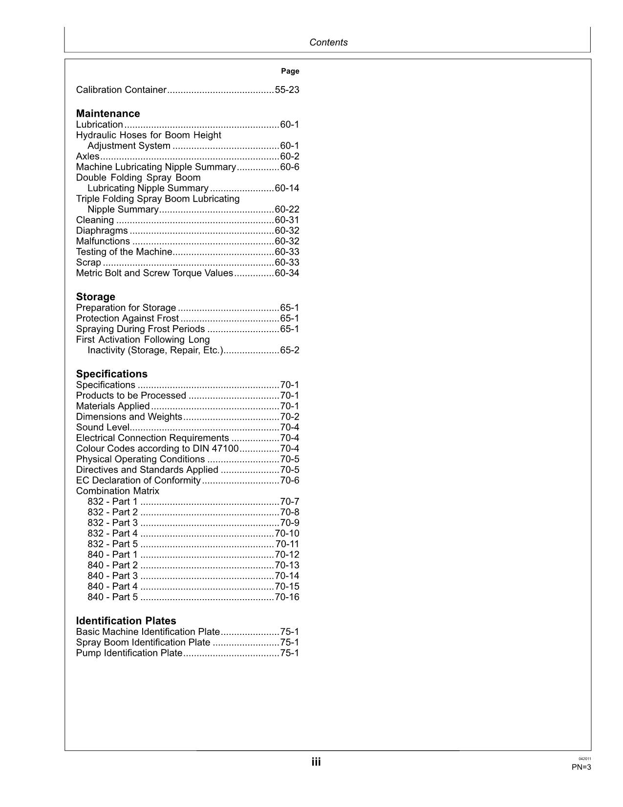 JOHN DEERE 832  840 SPRAYER OPERATORS MANUAL