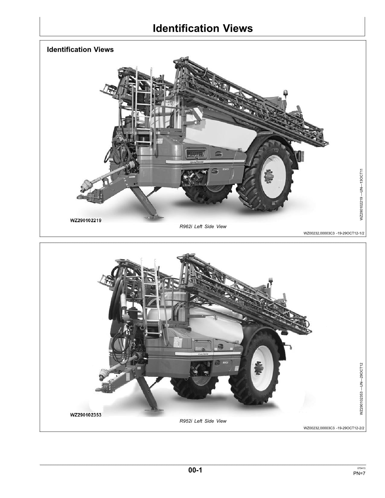 JOHN DEERE R952i  R62i SPRAYER OPERATORS MANUAL