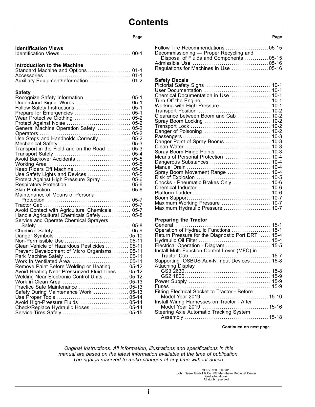 JOHN DEERE R962i  R952i  R944i SPRAYER OPERATORS MANUAL