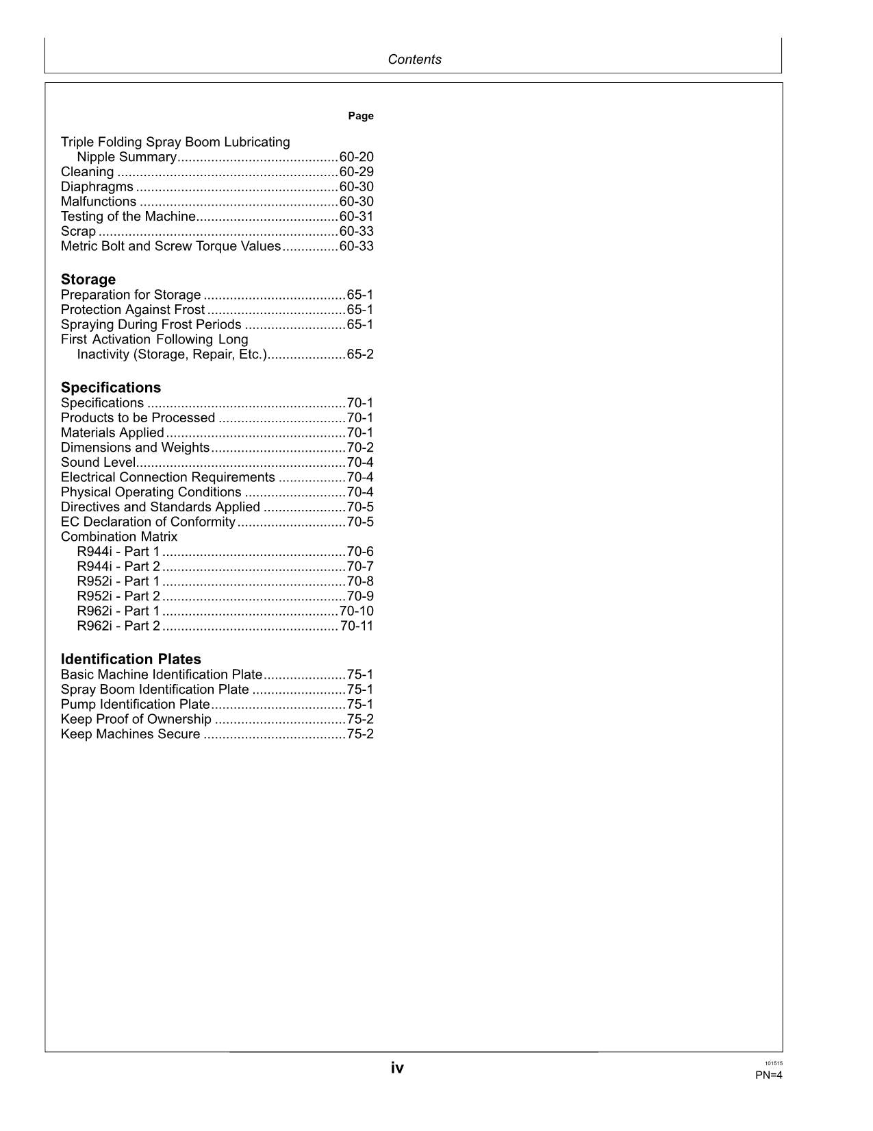 JOHN DEERE R44i  R952i  R962i SPRAYER OPERATORS MANUAL