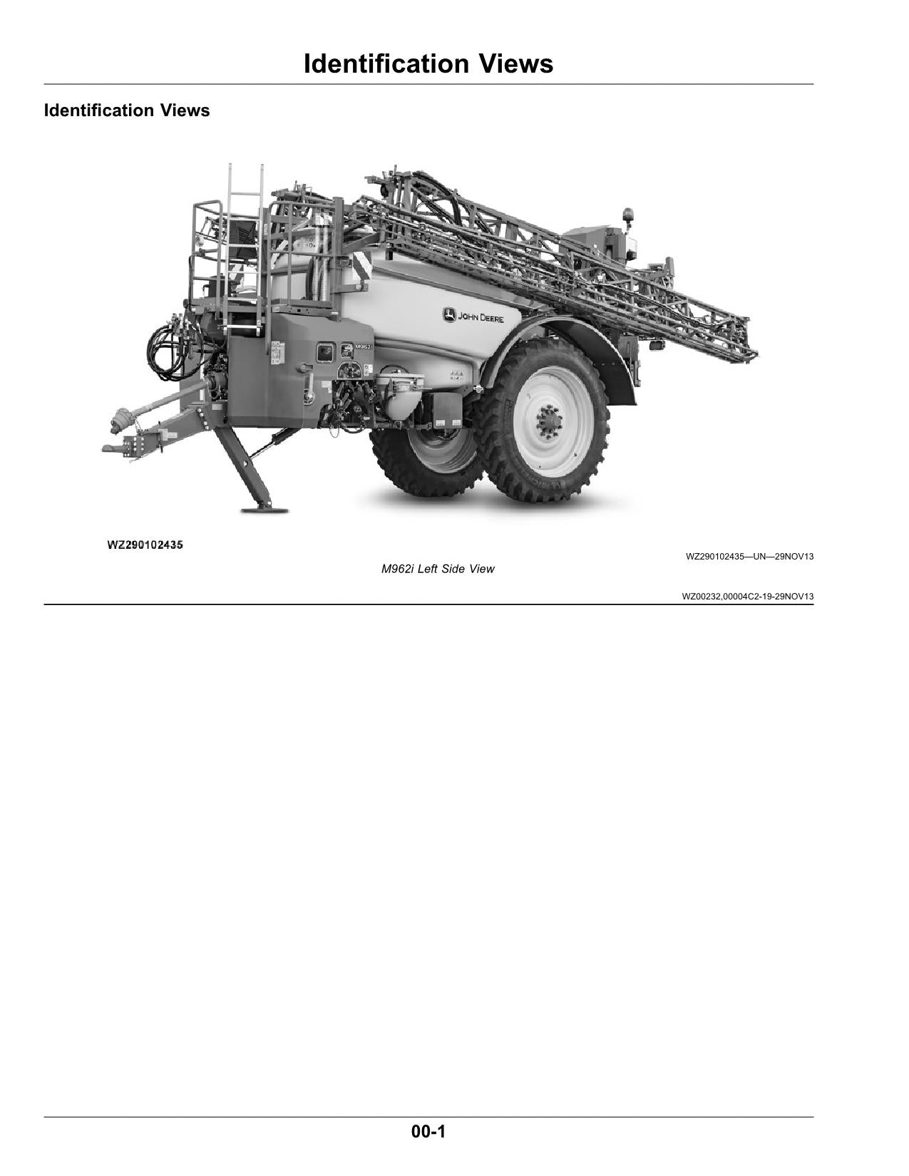 JOHN DEERE M944 M952 M962 M944i M952i M962i SPRÜHGERÄT BEDIENUNGSANLEITUNG