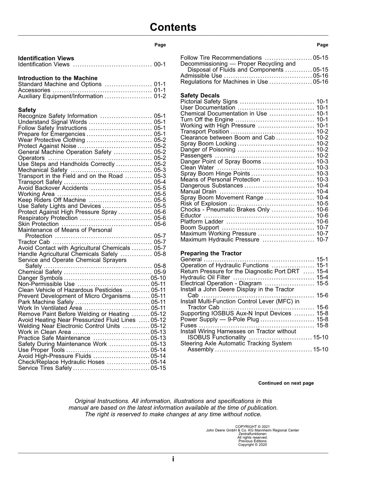 JOHN DEERE R962i R975I R952i R944i SPRÜHGERÄT-BETRIEBSHANDBUCH