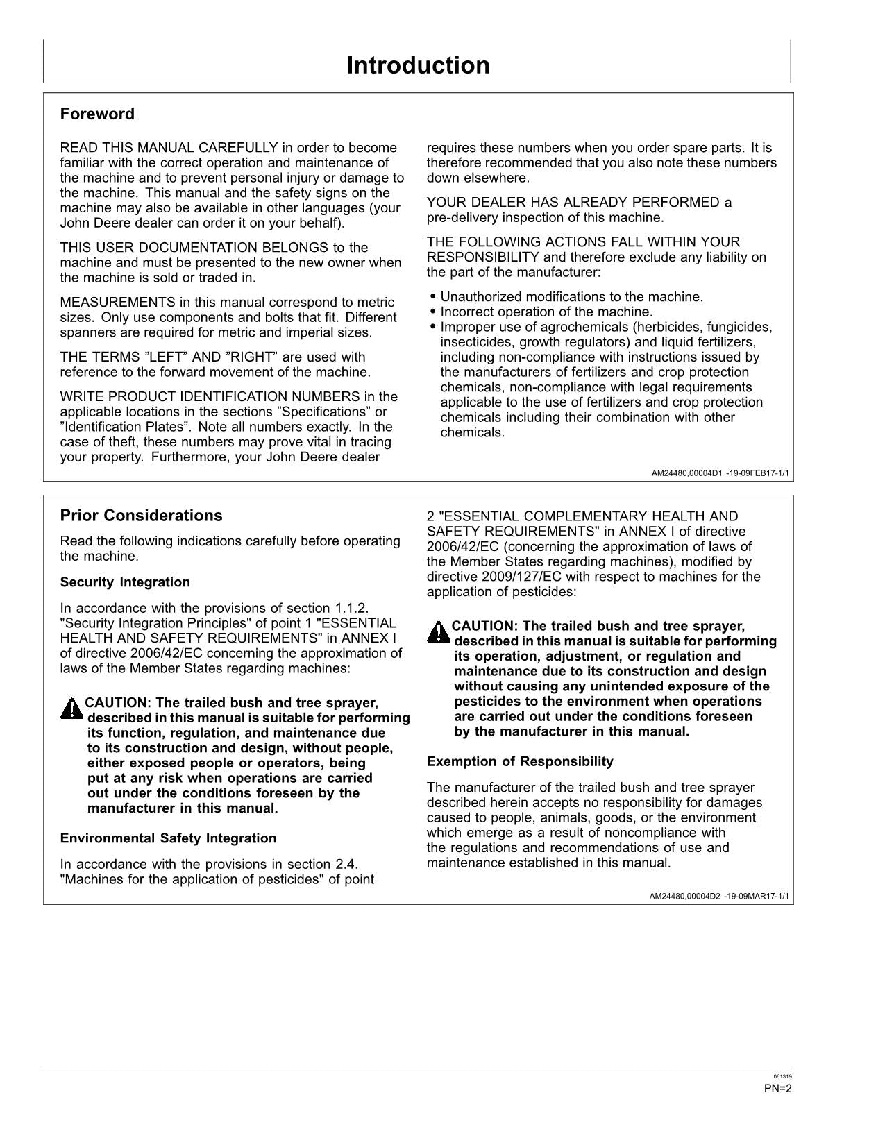 MANUEL D'UTILISATION DU PULVÉRISATEUR JOHN DEERE M110 M115 M120 M130 M220 M230 R110