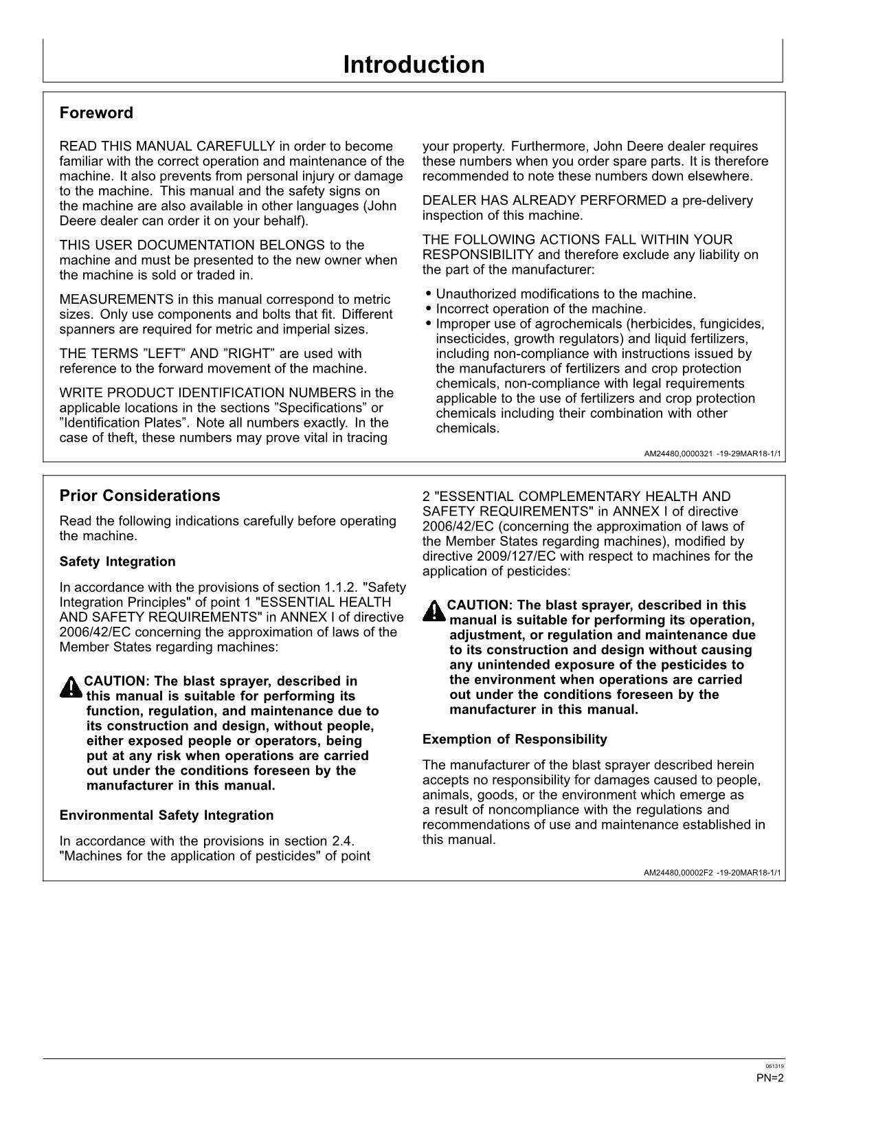 MANUEL D'UTILISATION DU PULVÉRISATEUR JOHN DEERE R310 R315 R320