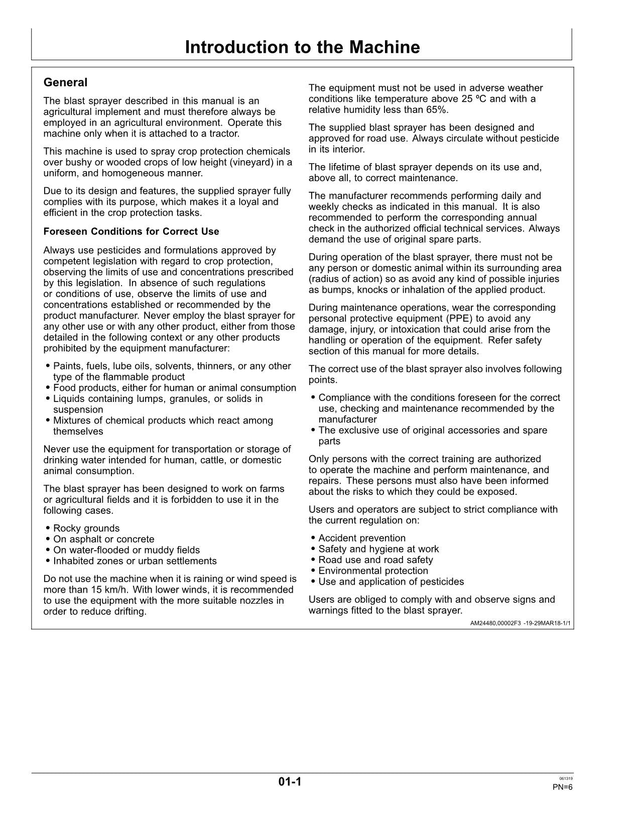 MANUEL D'UTILISATION DU PULVÉRISATEUR JOHN DEERE R310 R315 R320