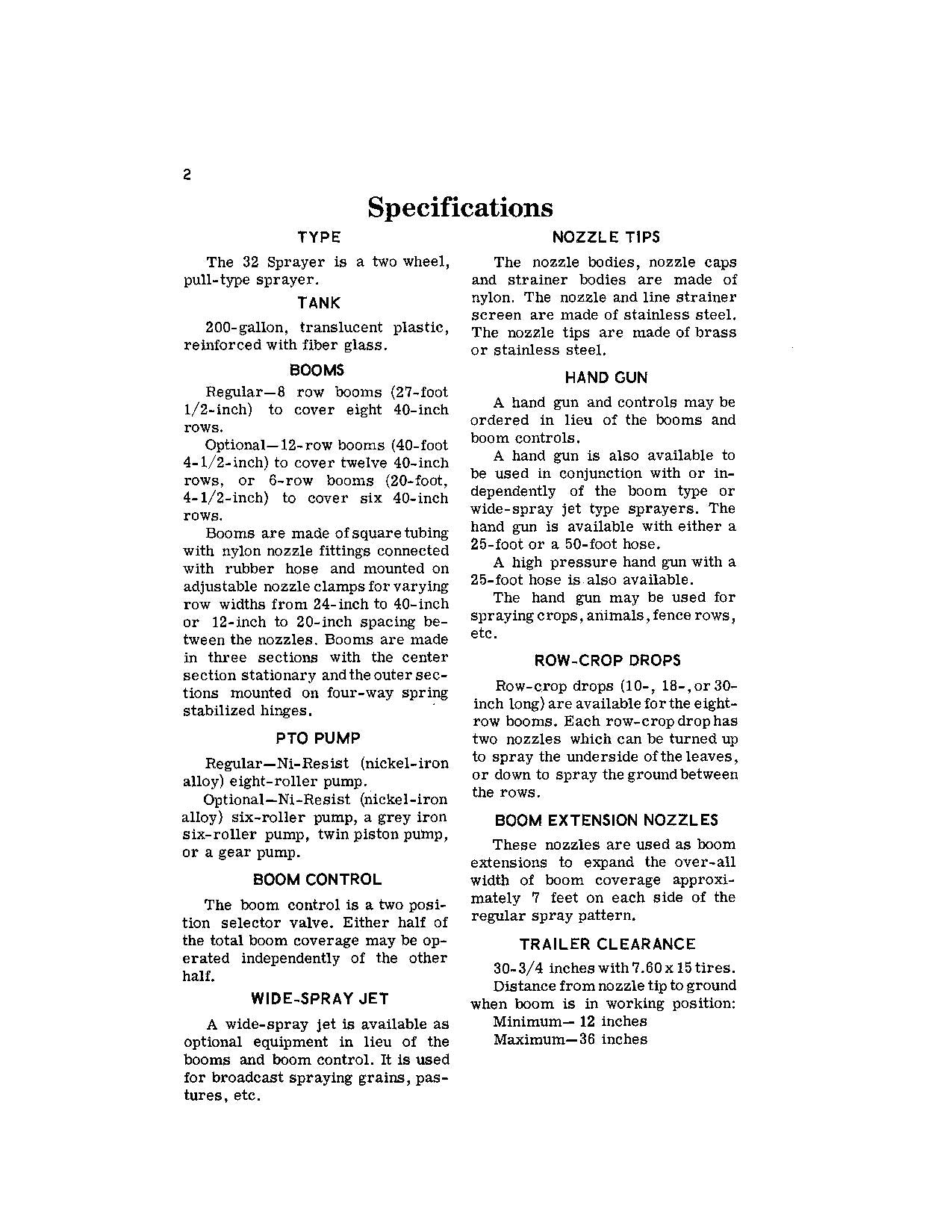 JOHN DEERE 32 SPRAYER OPERATORS MANUAL