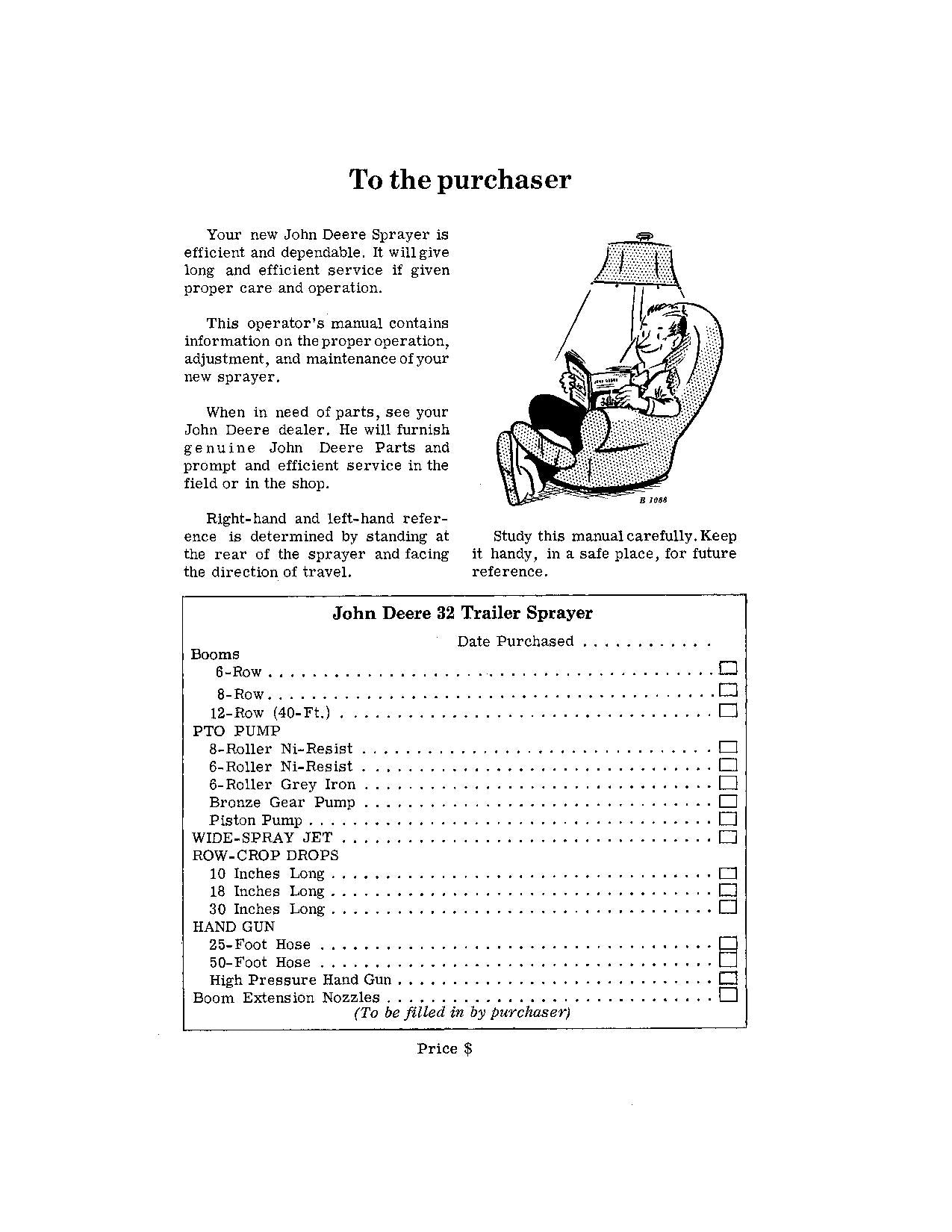 JOHN DEERE 32 SPRAYER OPERATORS MANUAL