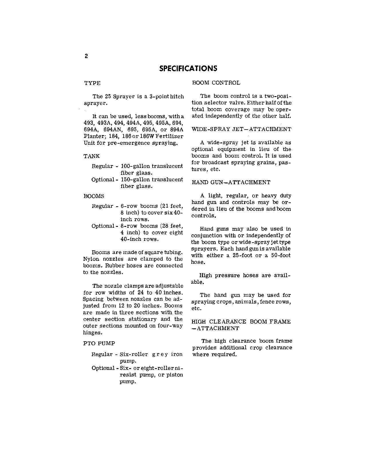 JOHN DEERE 25 SPRAYER OPERATORS MANUAL