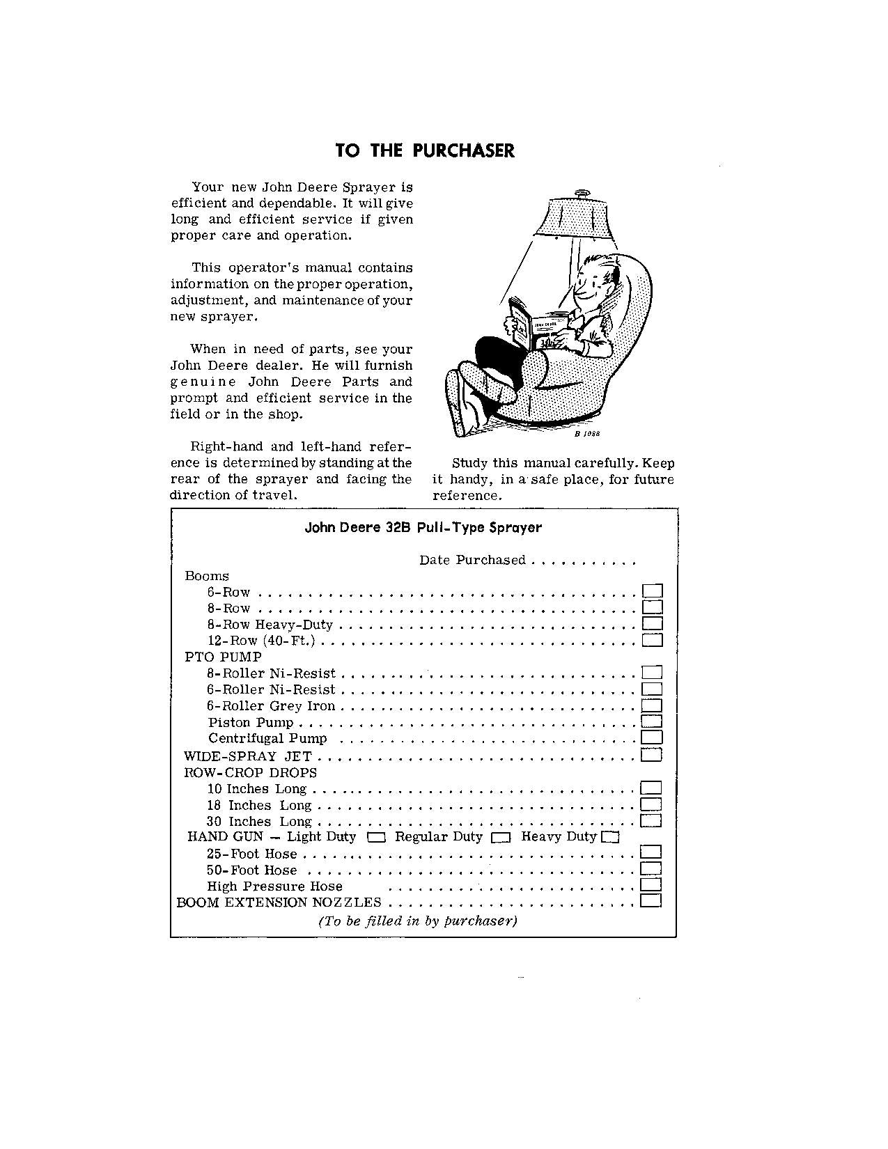 JOHN DEERE 32B SPRAYER OPERATORS MANUAL #1